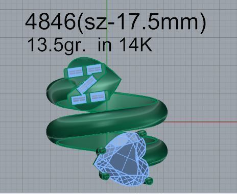 Spiral Ring With Heart Diamond 4846 3D print model_4