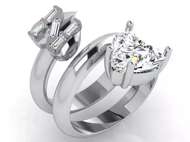 Spiral Ring With Heart Diamond 4846