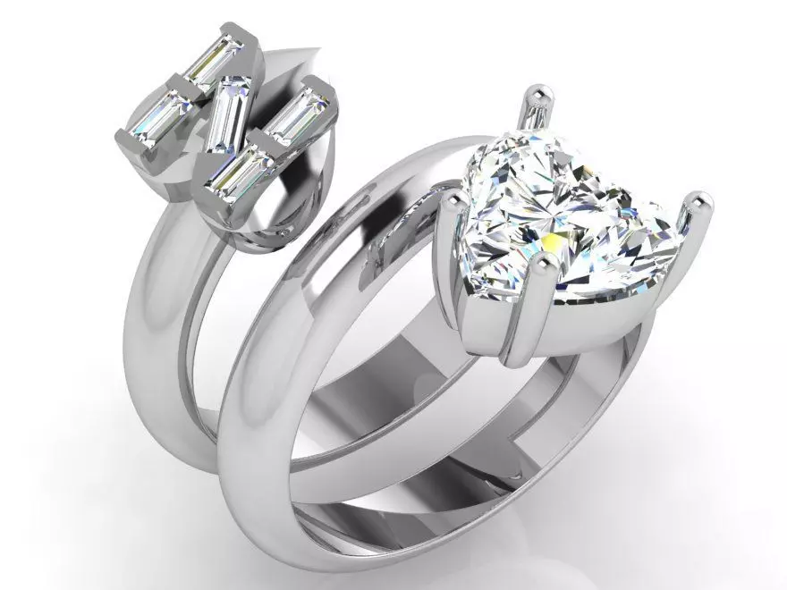 Spiral Ring With Heart Diamond 4846 3D print model_0