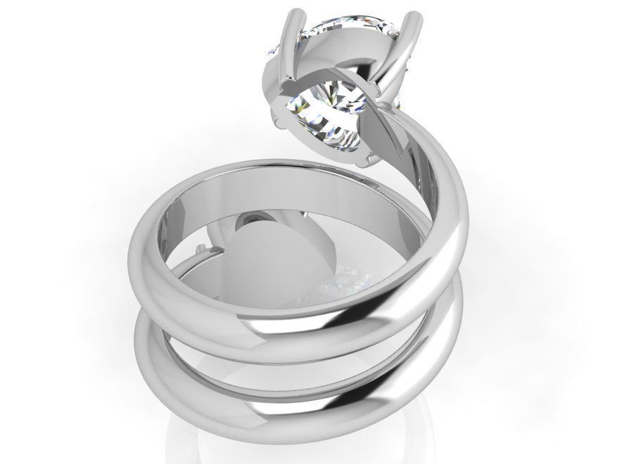 Spiral Ring With Heart Diamond 4846 3D print model_3