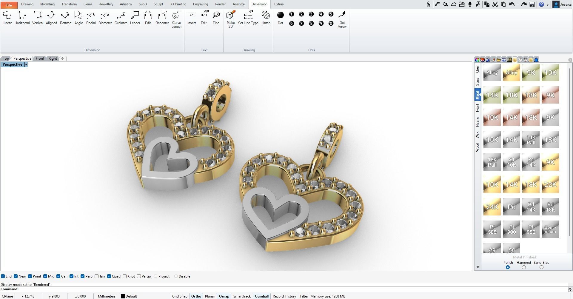 Heart charm 3D print model_7