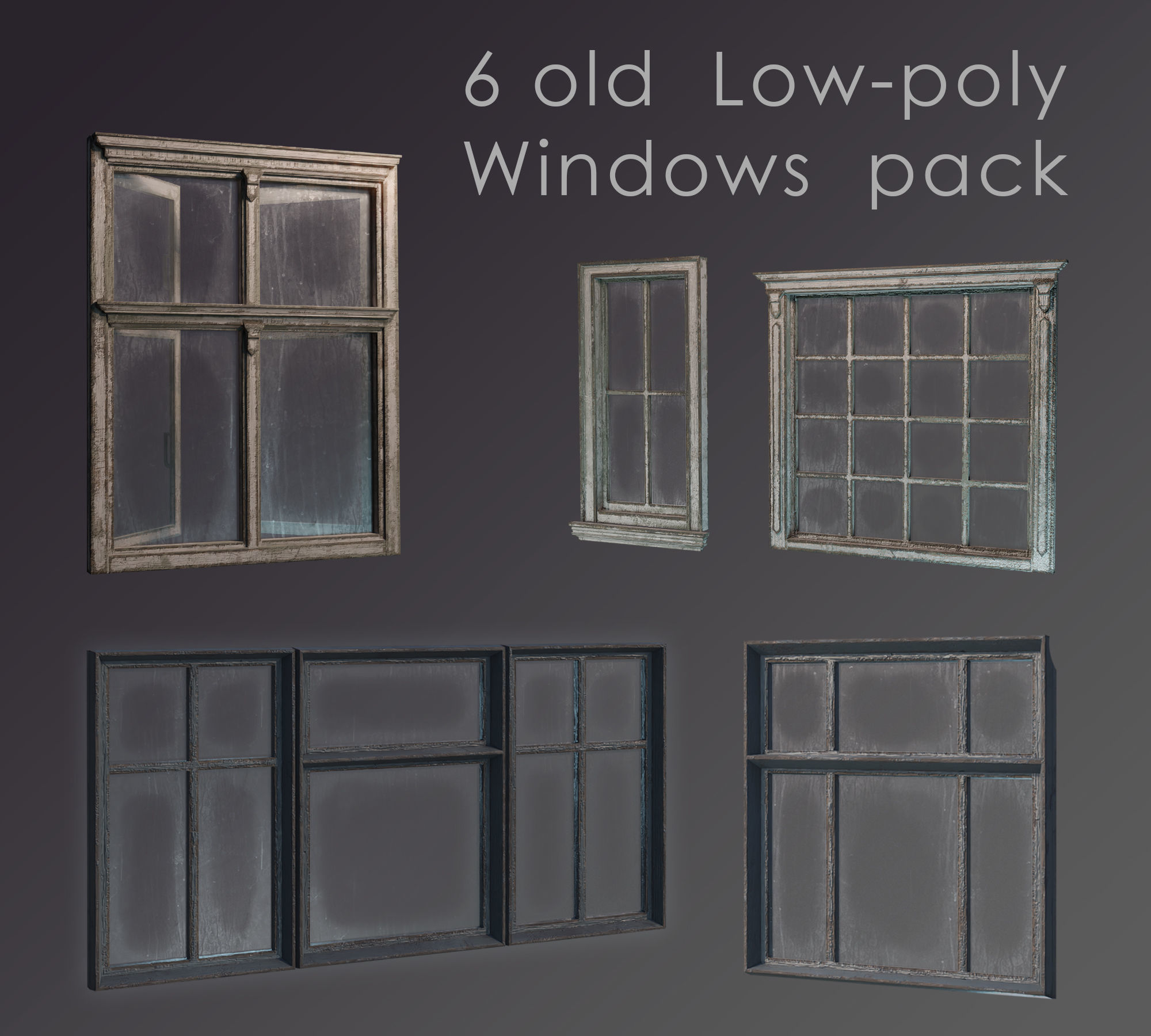 20 old windows pack Low-poly 3D model_4