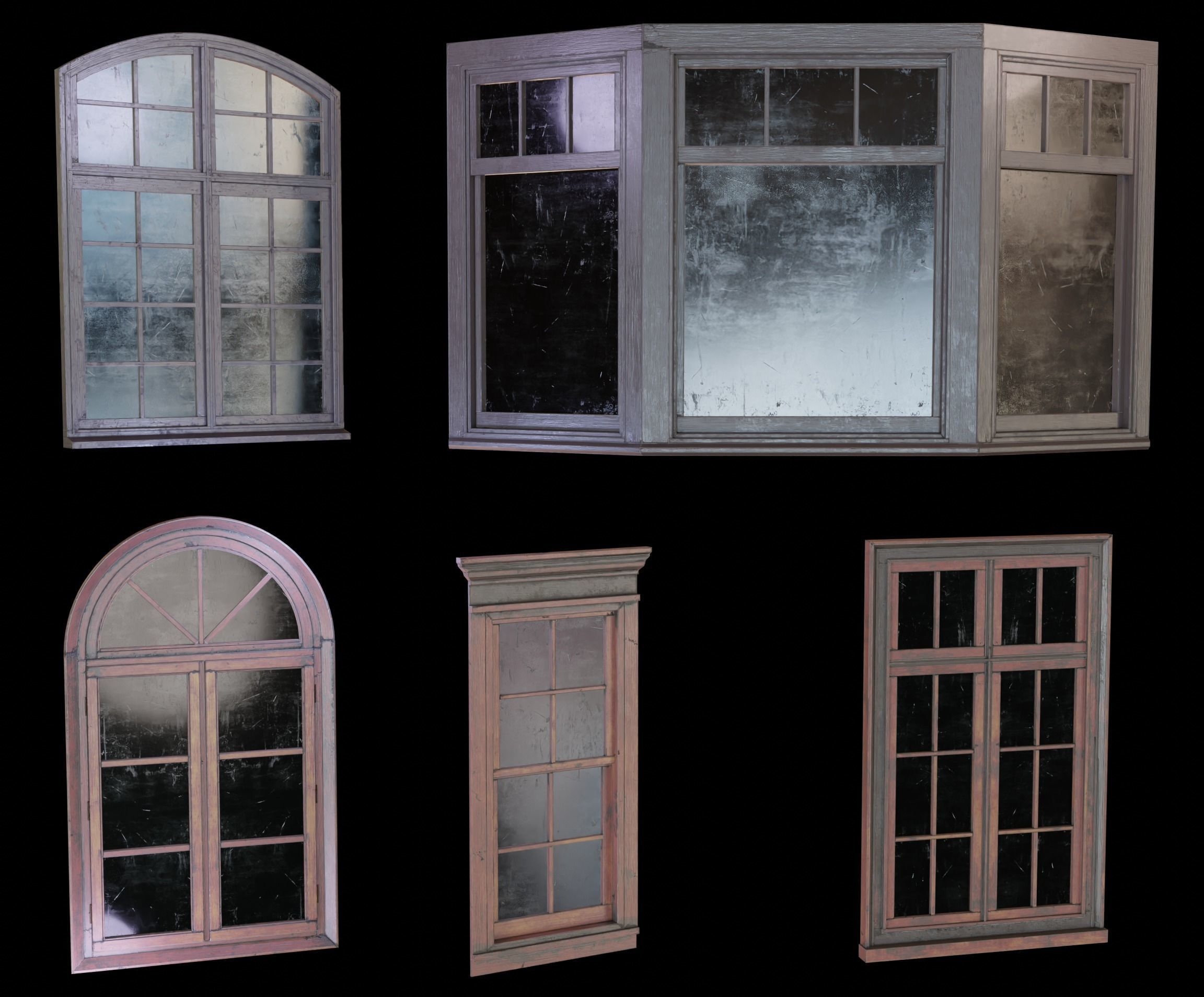 20 old windows pack Low-poly 3D model_51