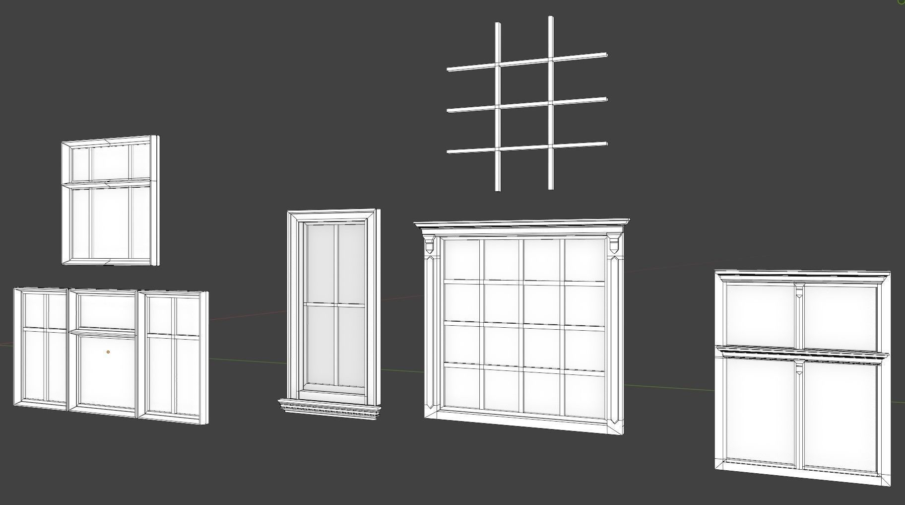 20 old windows pack Low-poly 3D model_67