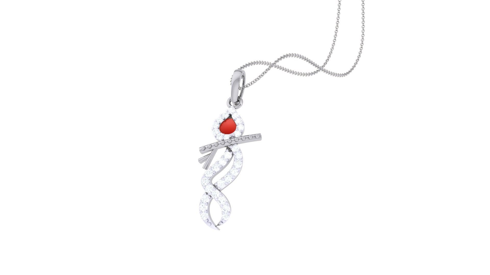 Shree krishna Flute Spiritual Pendant 3D print model_4