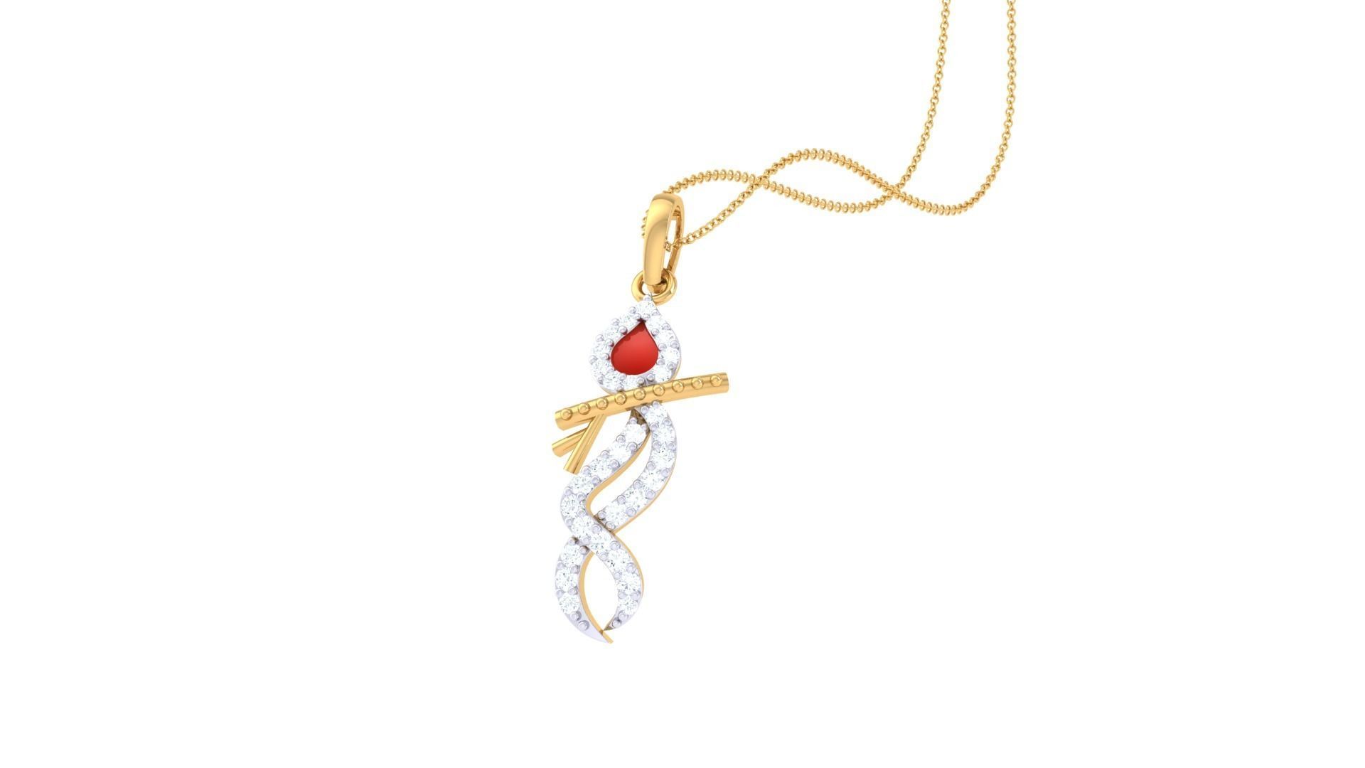 Shree krishna Flute Spiritual Pendant 3D print model_6