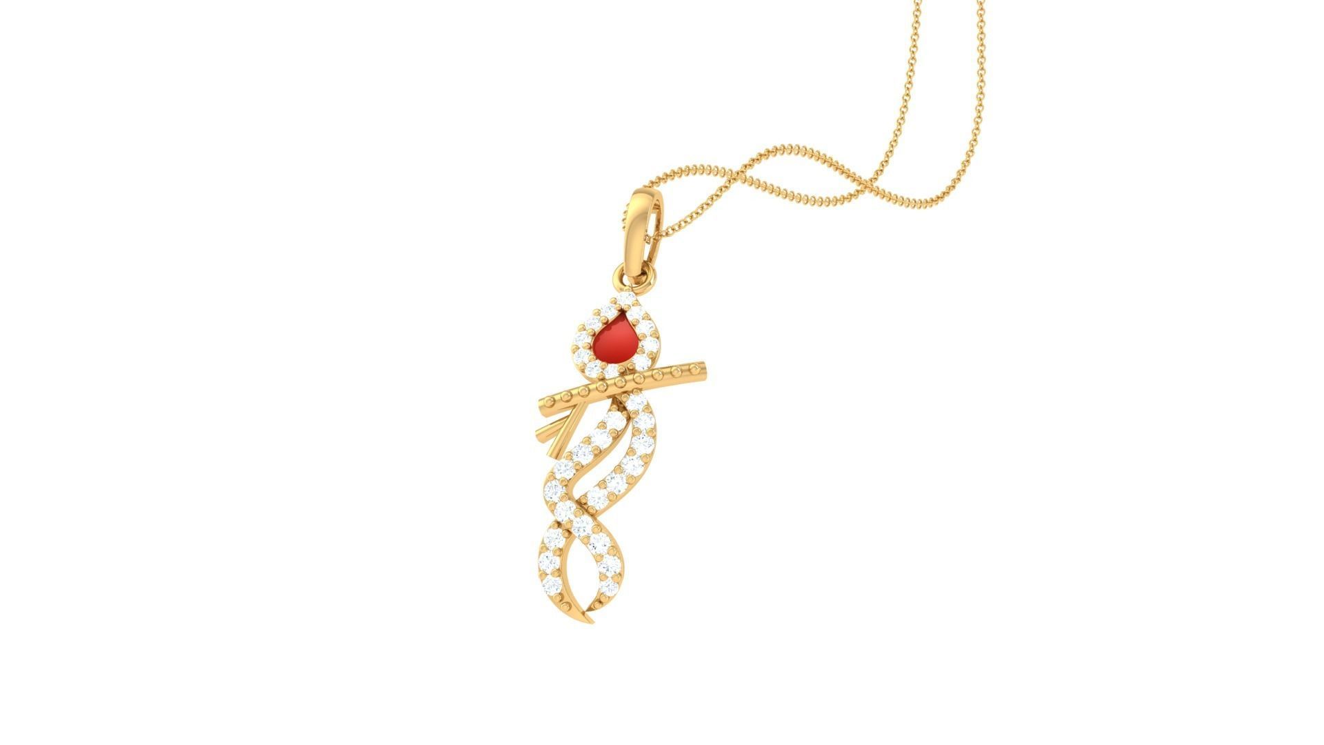 Shree krishna Flute Spiritual Pendant 3D print model_1