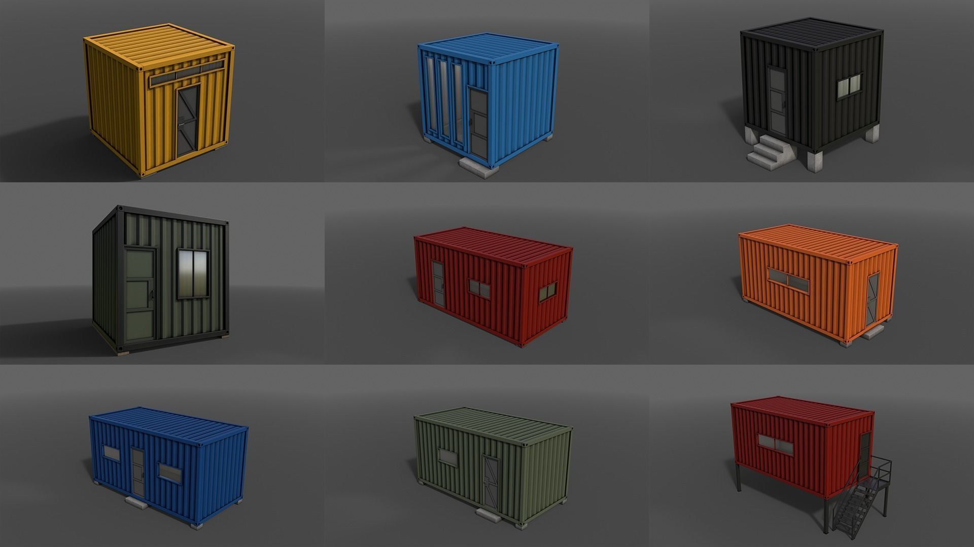 PBR Container House AA 3D Model Collection_6