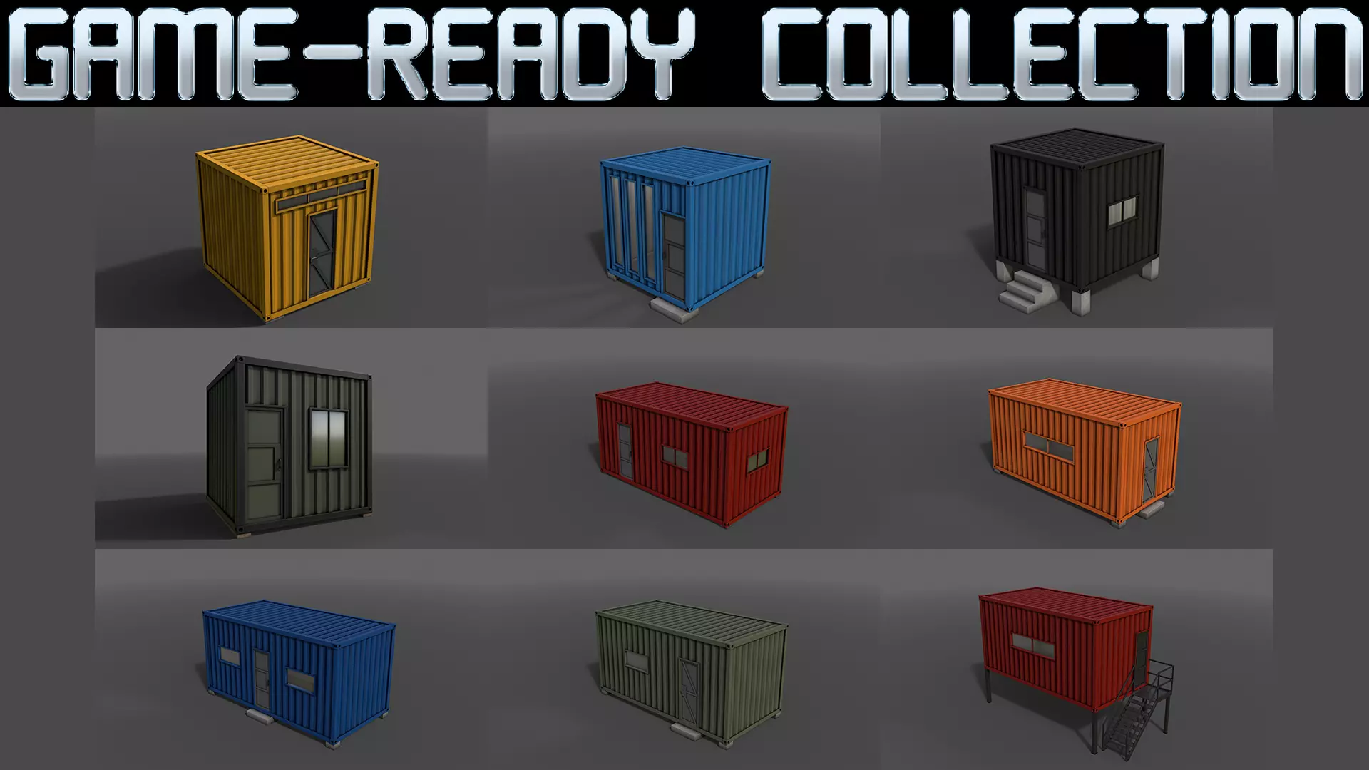 PBR Container House AA 3D Model Collection_0
