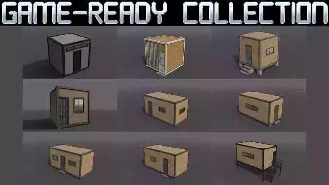 PBR Container House AC 3D Model Collection