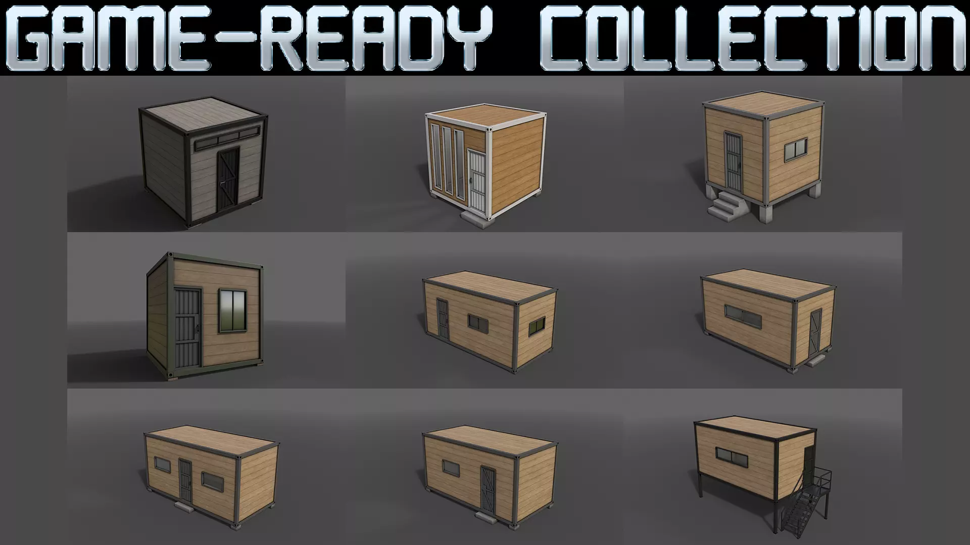 PBR Container House AC 3D Model Collection_0