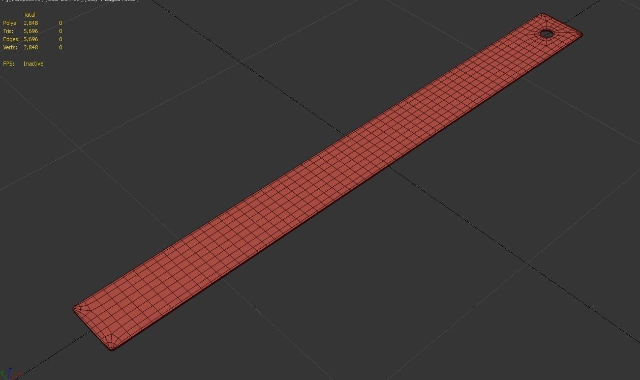 Metal Ruler 01 Low-poly 3D model_6