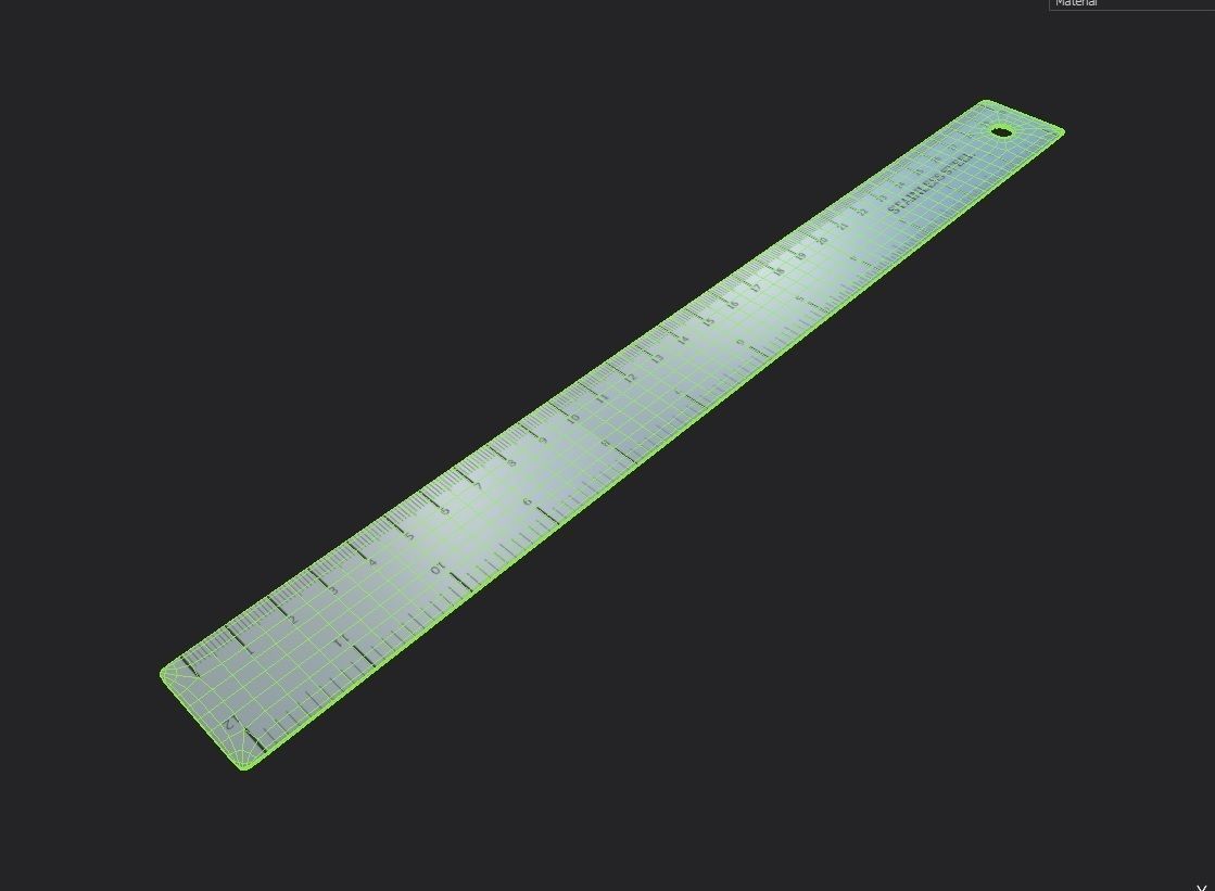 Metal Ruler 01 Low-poly 3D model_1