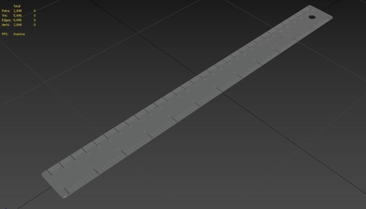 Metal Ruler 01 Low-poly 3D model_7