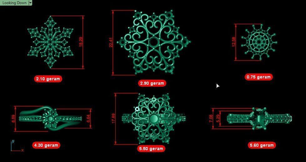 half sets ring with snowflake theme 3D print model_5