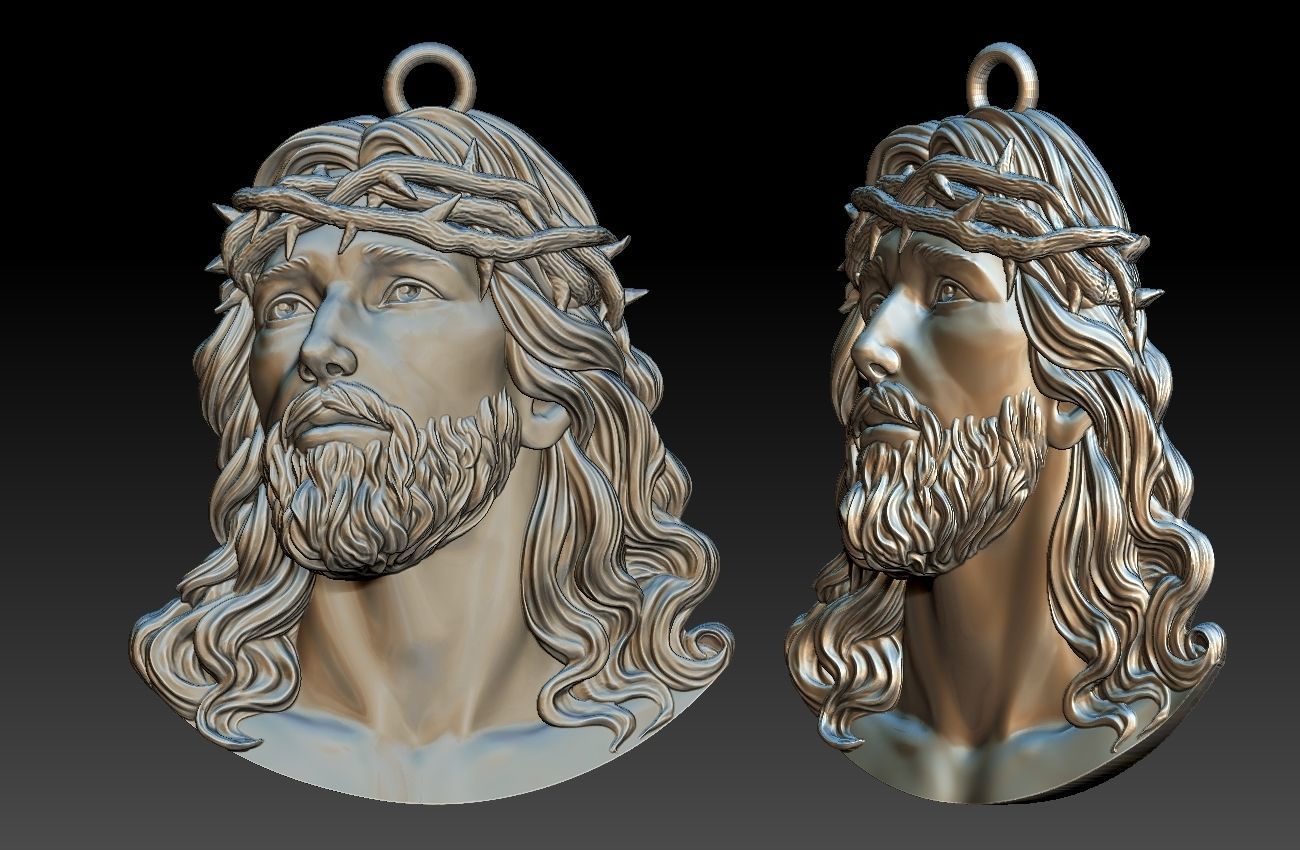 Jesus statue pendant 3D print model_7