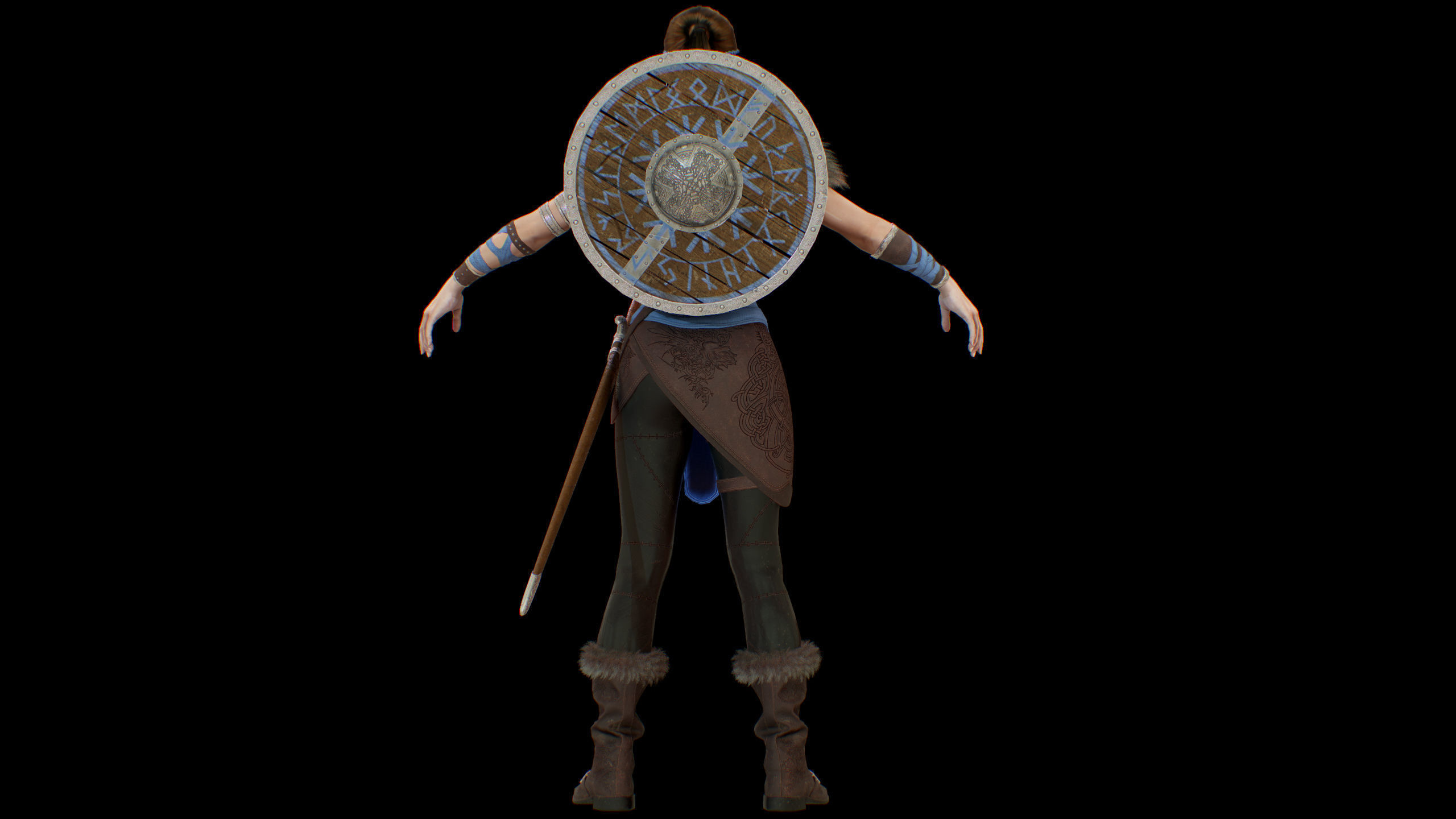 Viking woman Low-poly 3D model_32