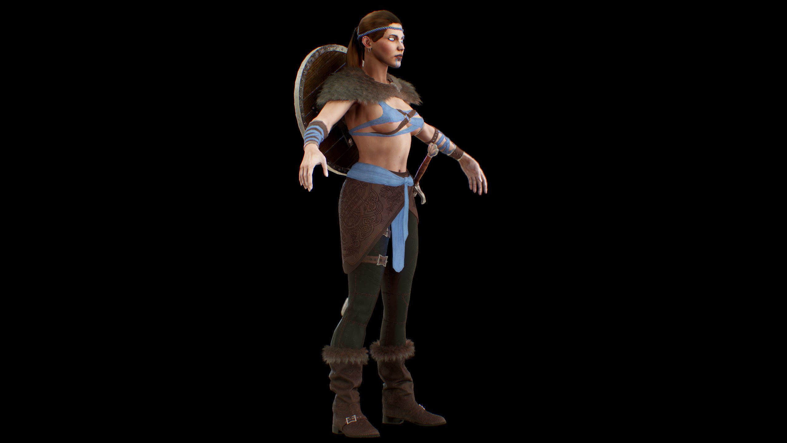 Viking woman Low-poly 3D model_35