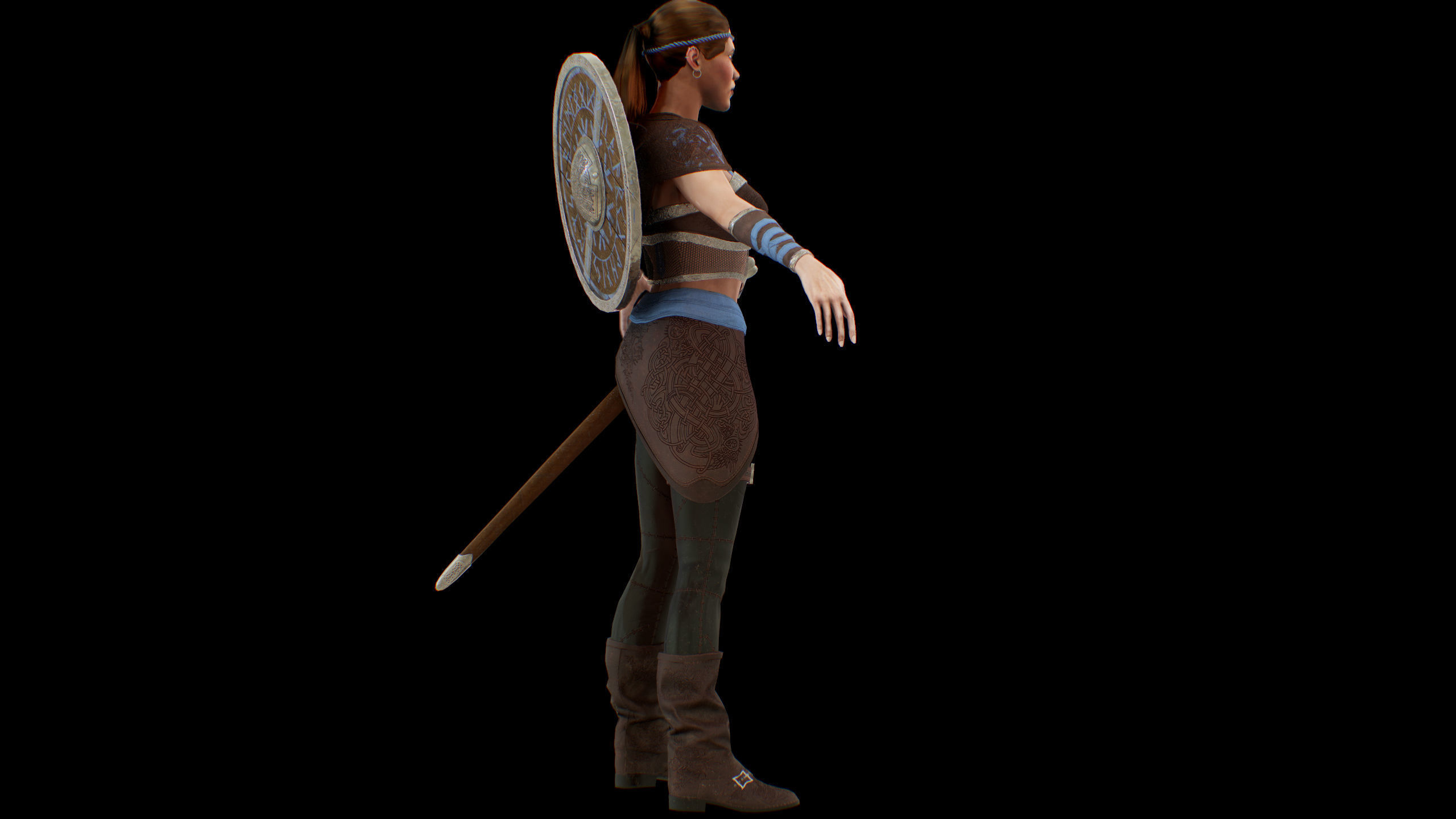 Viking woman Low-poly 3D model_45