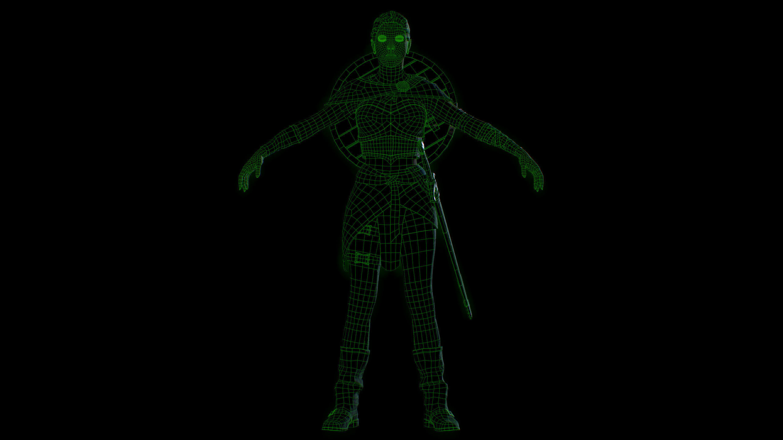 Viking woman Low-poly 3D model_9