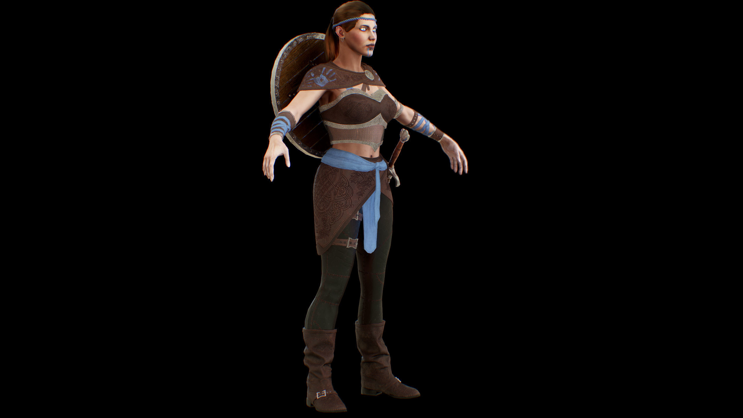 Viking woman Low-poly 3D model_46