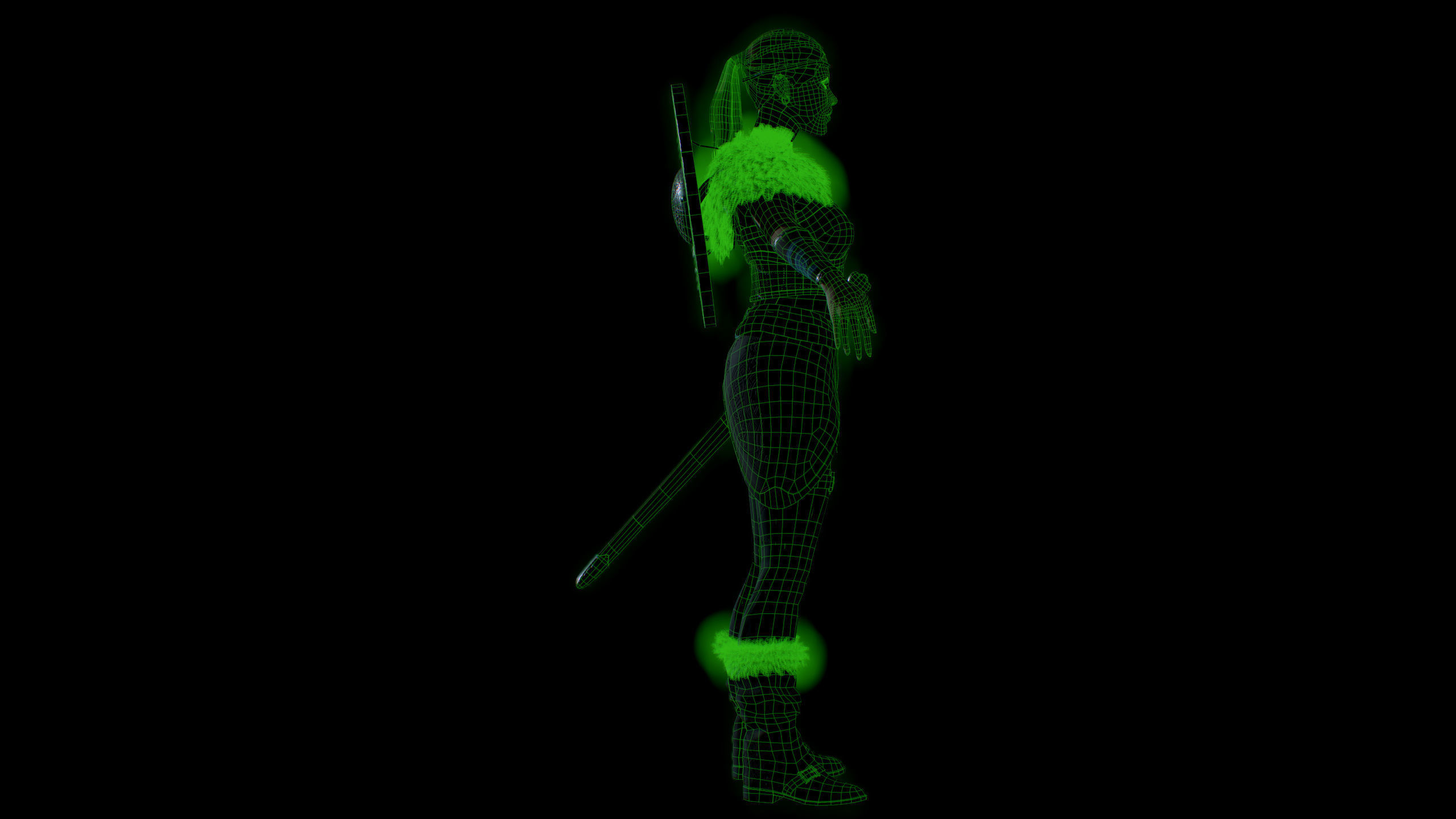 Viking woman Low-poly 3D model_8