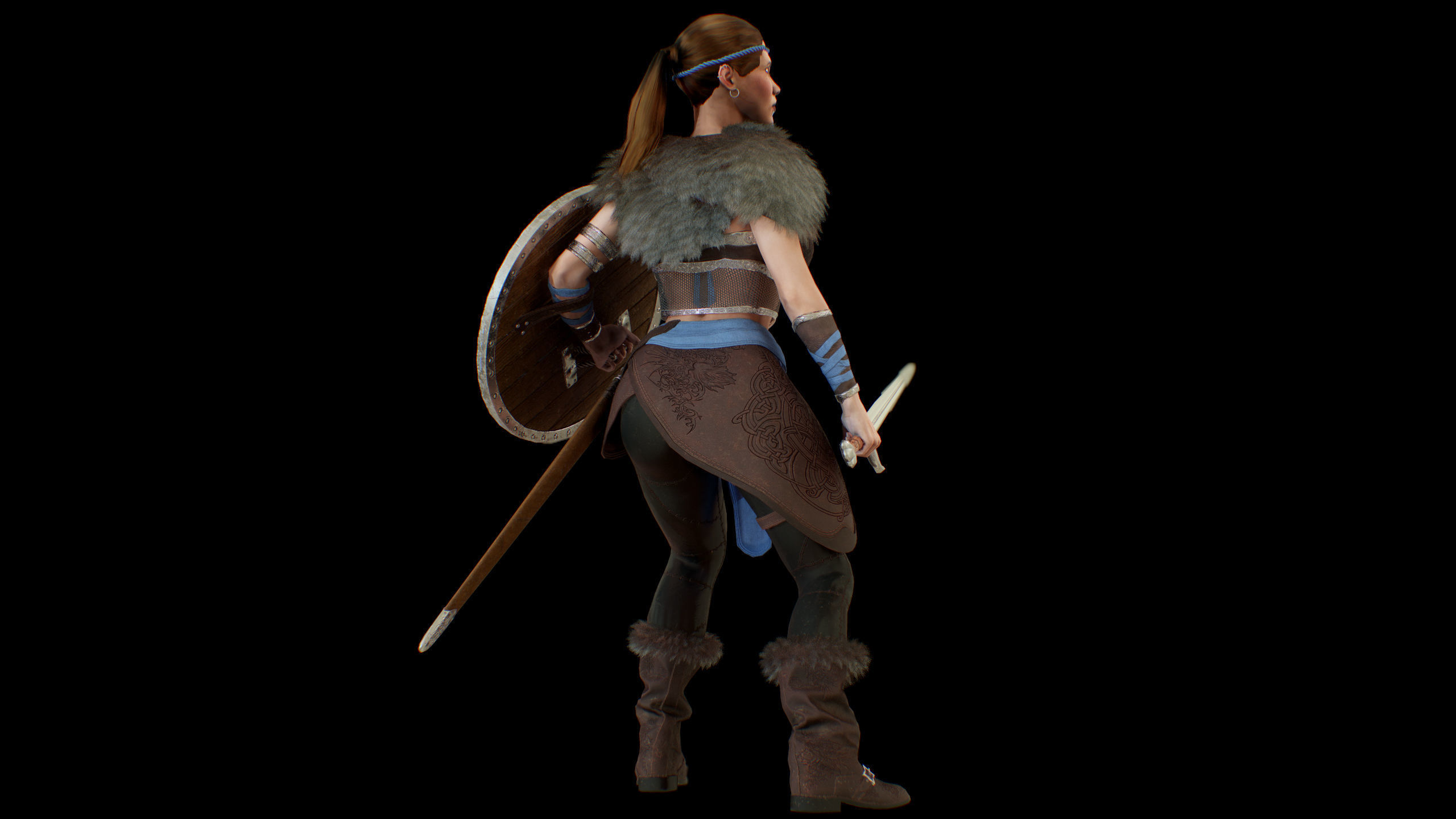 Viking woman Low-poly 3D model_28