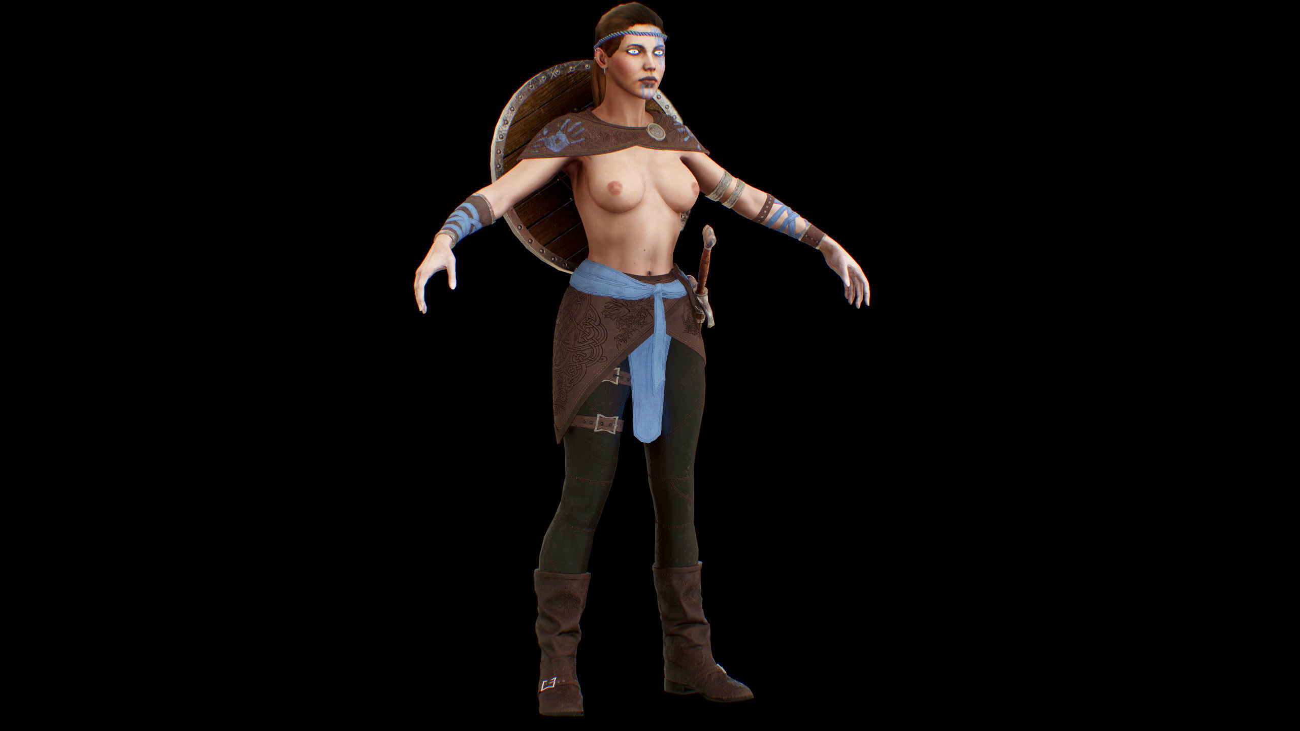 Viking woman Low-poly 3D model_48