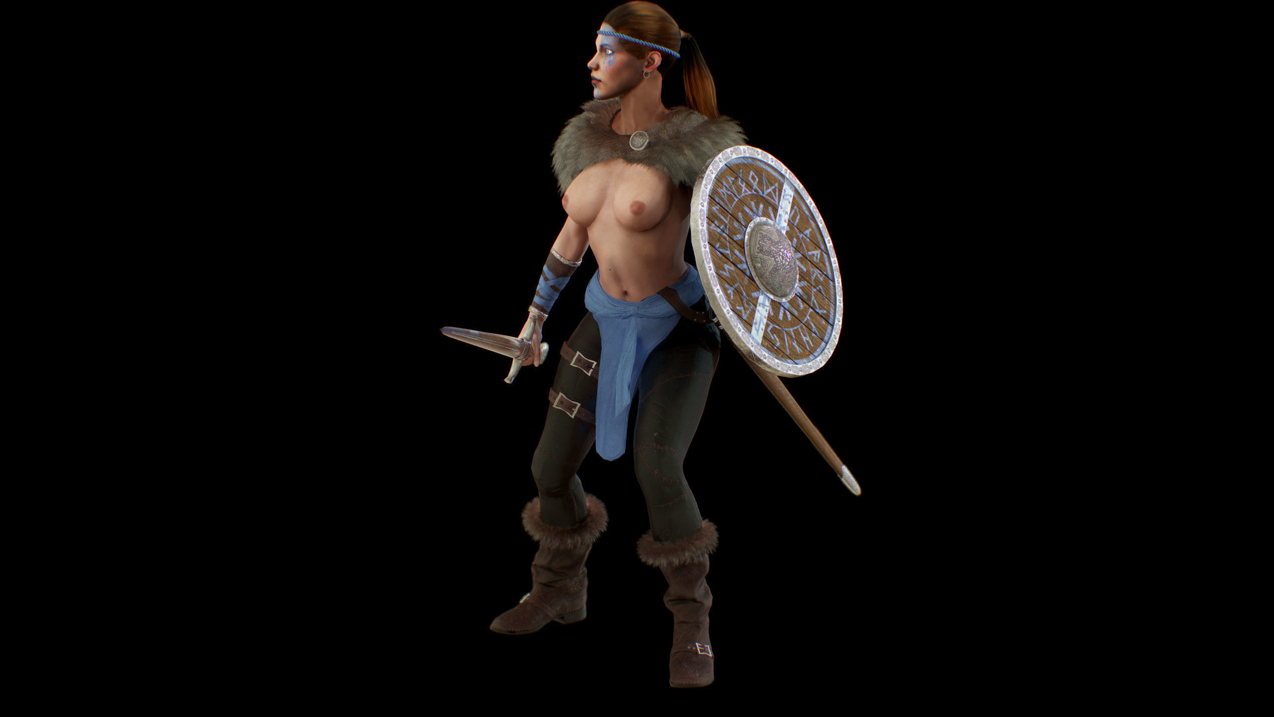 Viking woman Low-poly 3D model_23