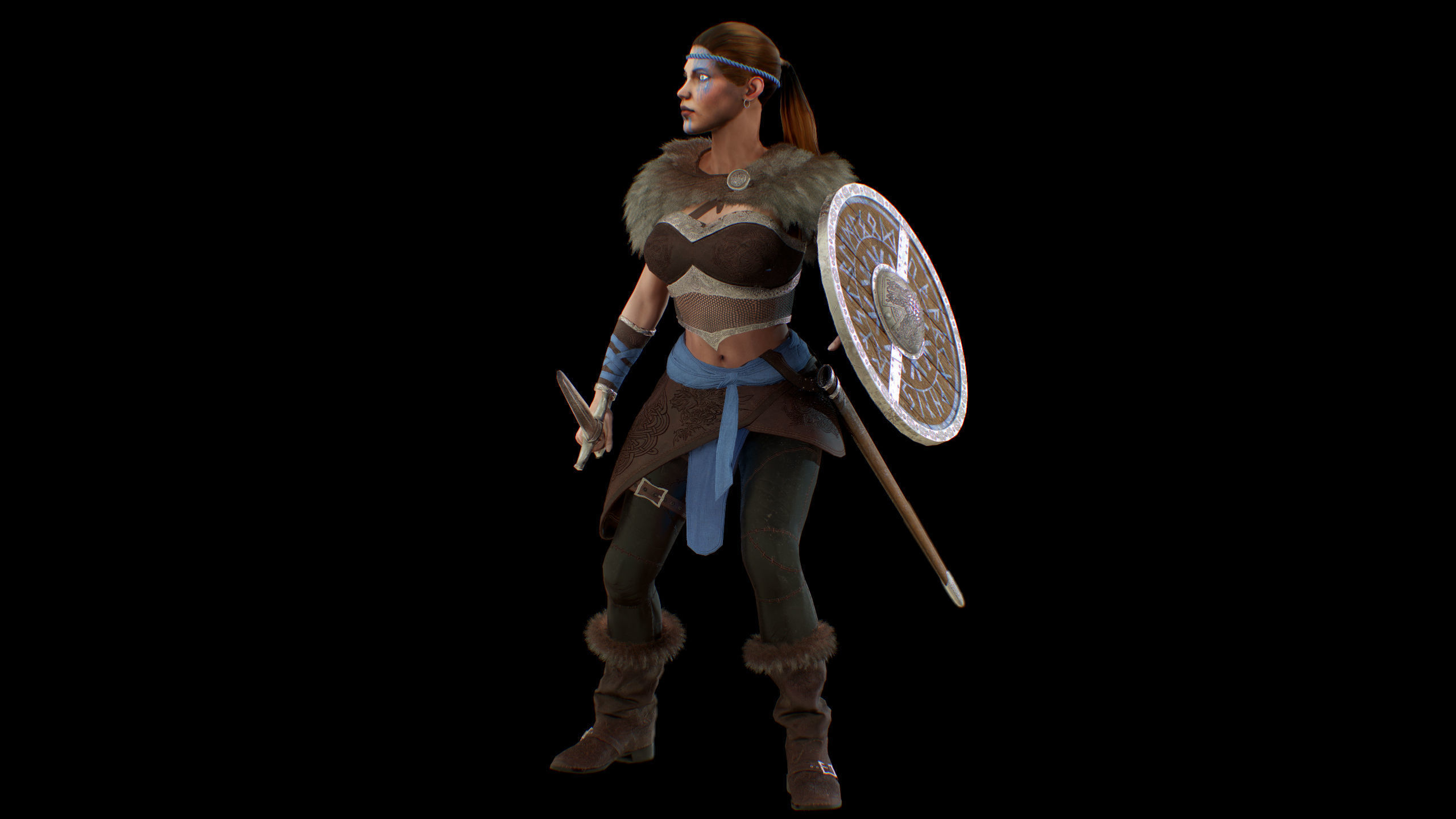 Viking woman Low-poly 3D model_19