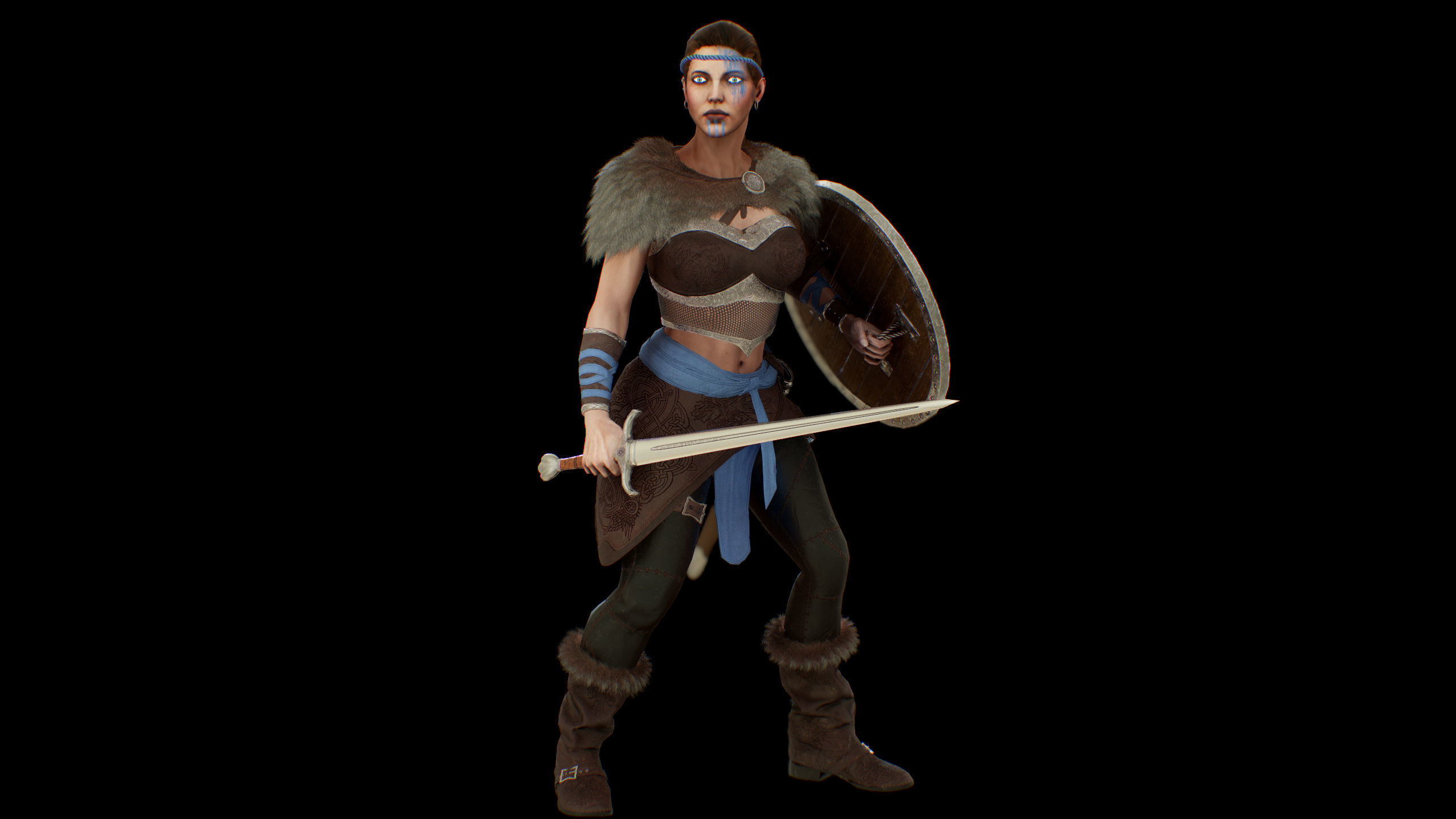 Viking woman Low-poly 3D model_20