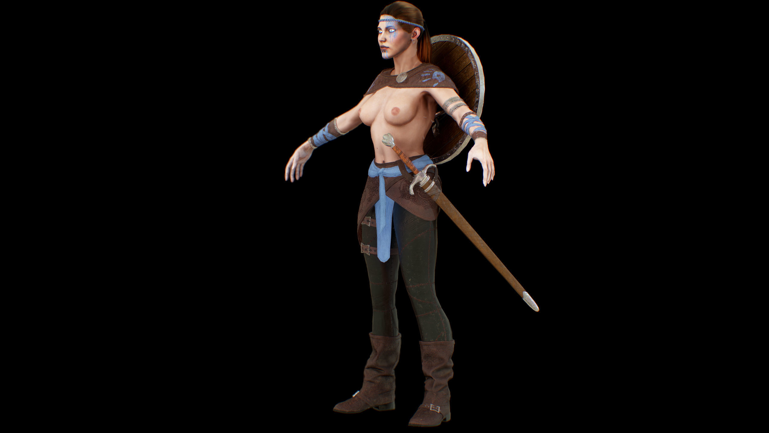 Viking woman Low-poly 3D model_49