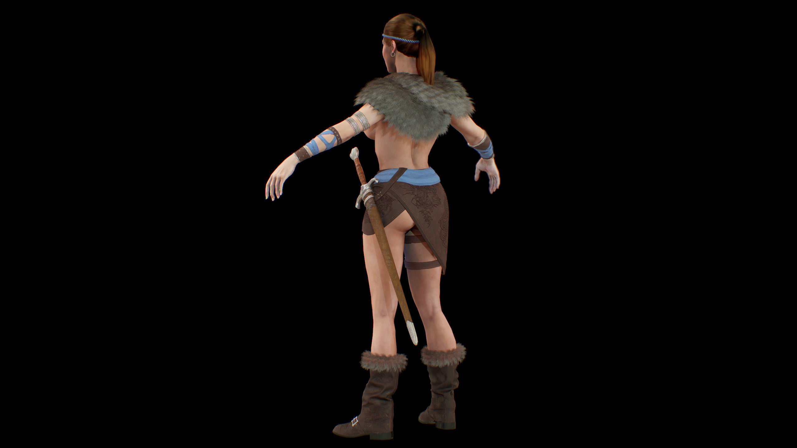 Viking woman Low-poly 3D model_41