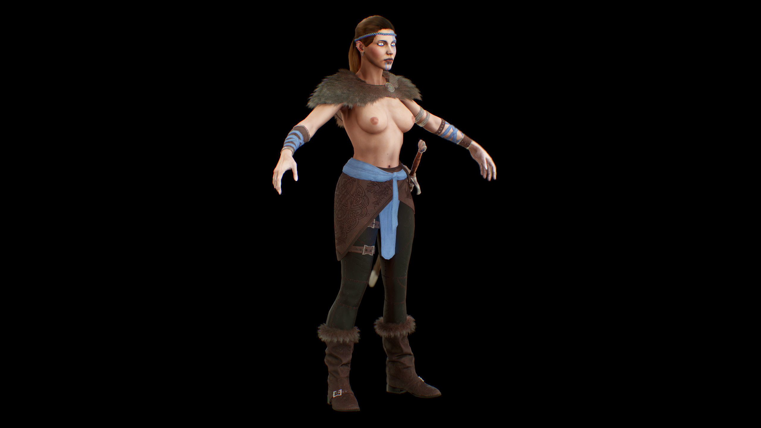 Viking woman Low-poly 3D model_39