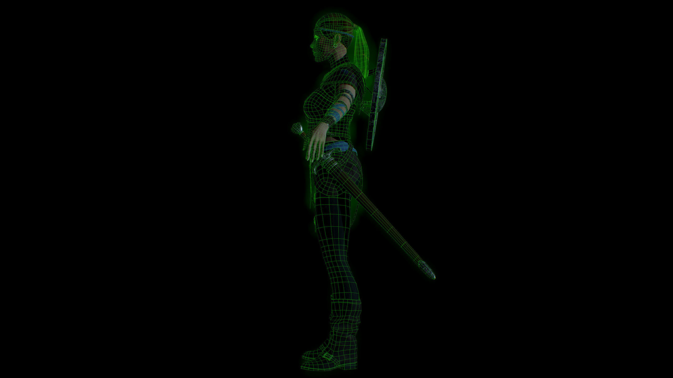 Viking woman Low-poly 3D model_10