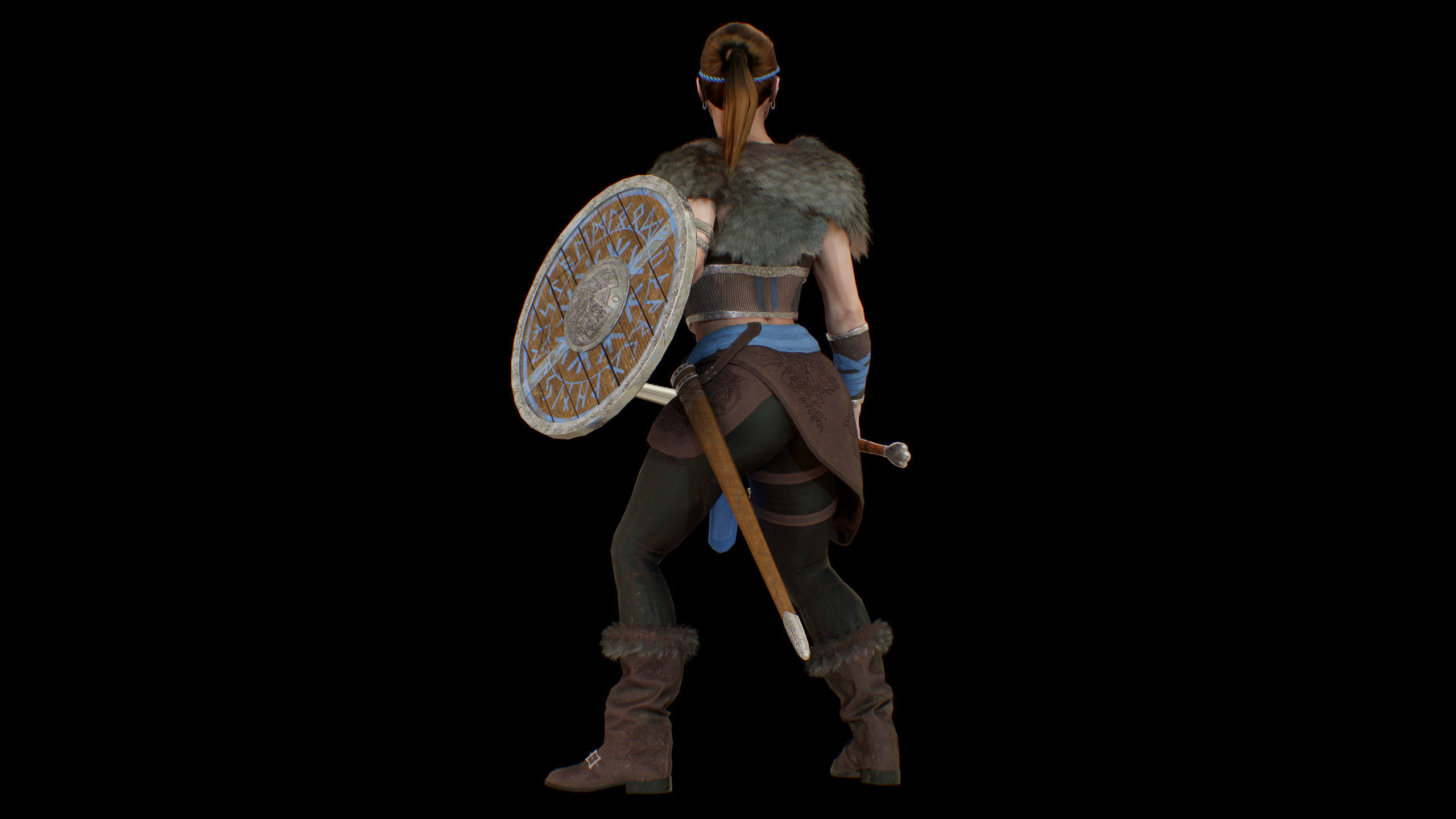 Viking woman Low-poly 3D model_26