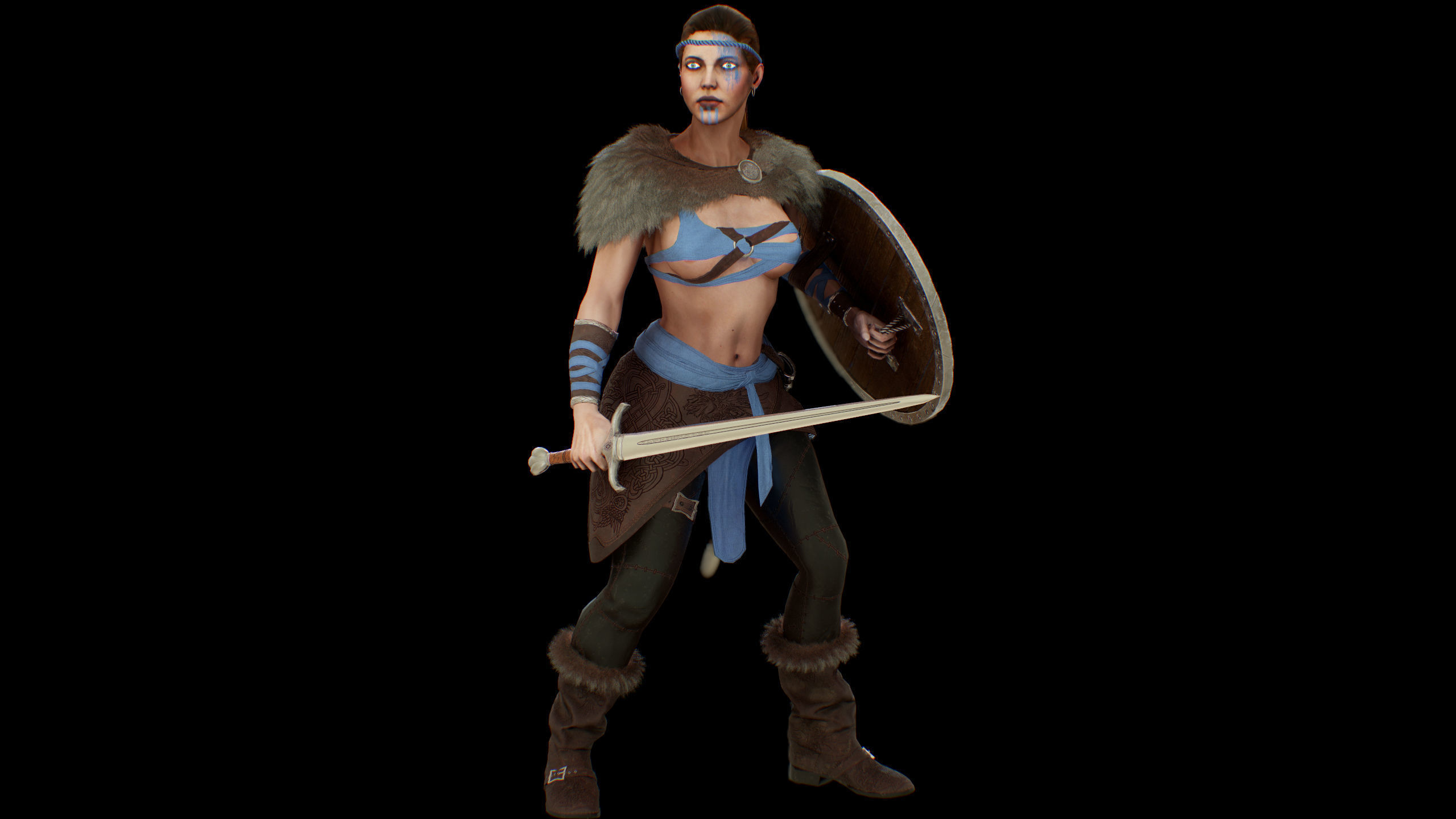 Viking woman Low-poly 3D model_25