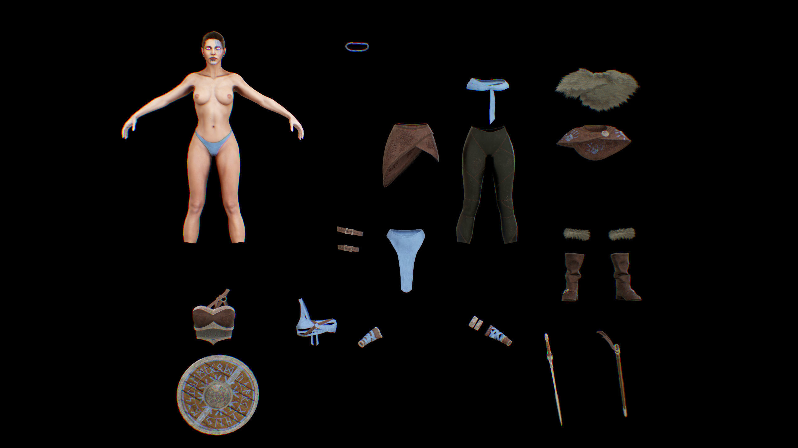 Viking woman Low-poly 3D model_3