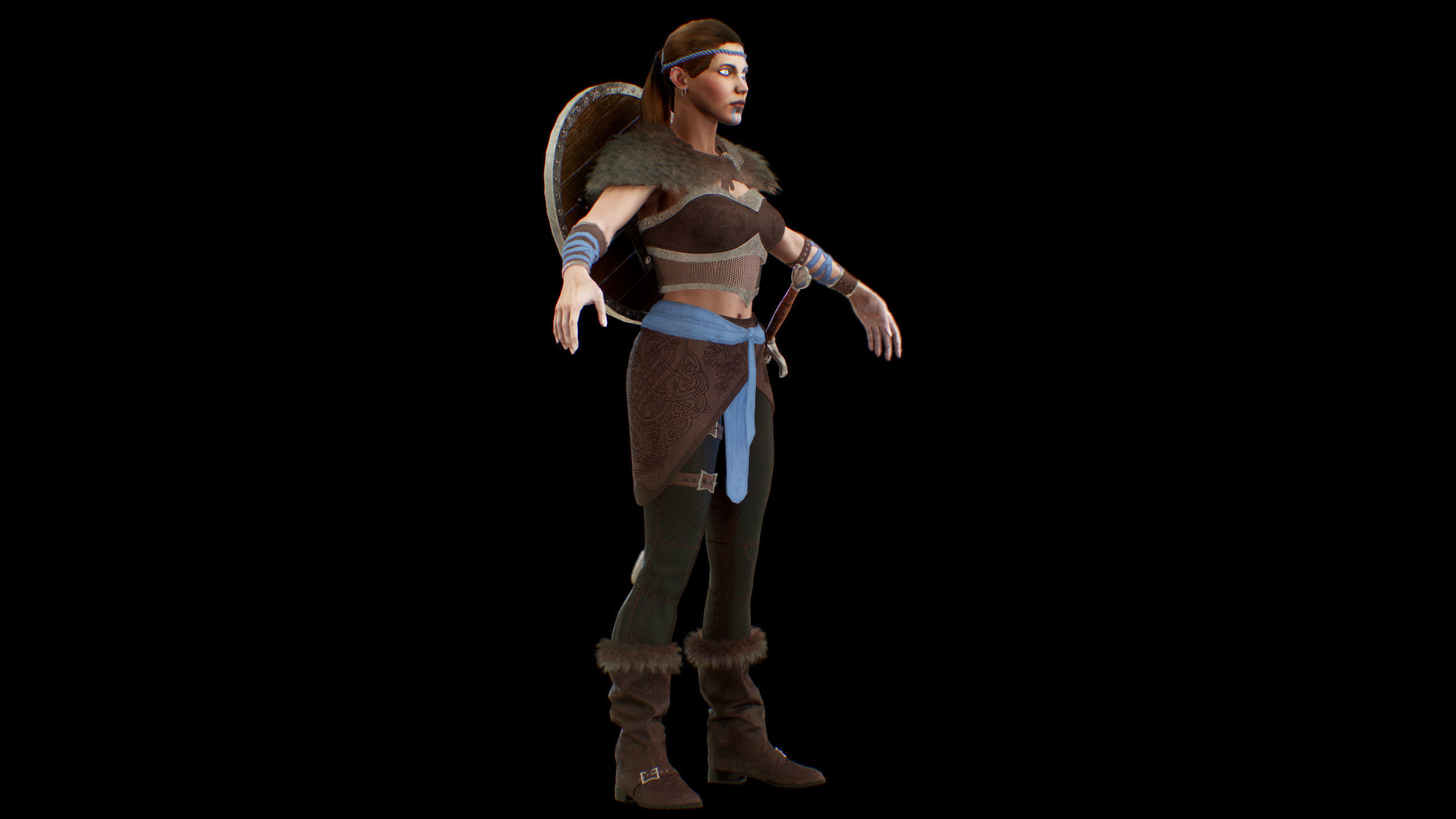 Viking woman Low-poly 3D model_34