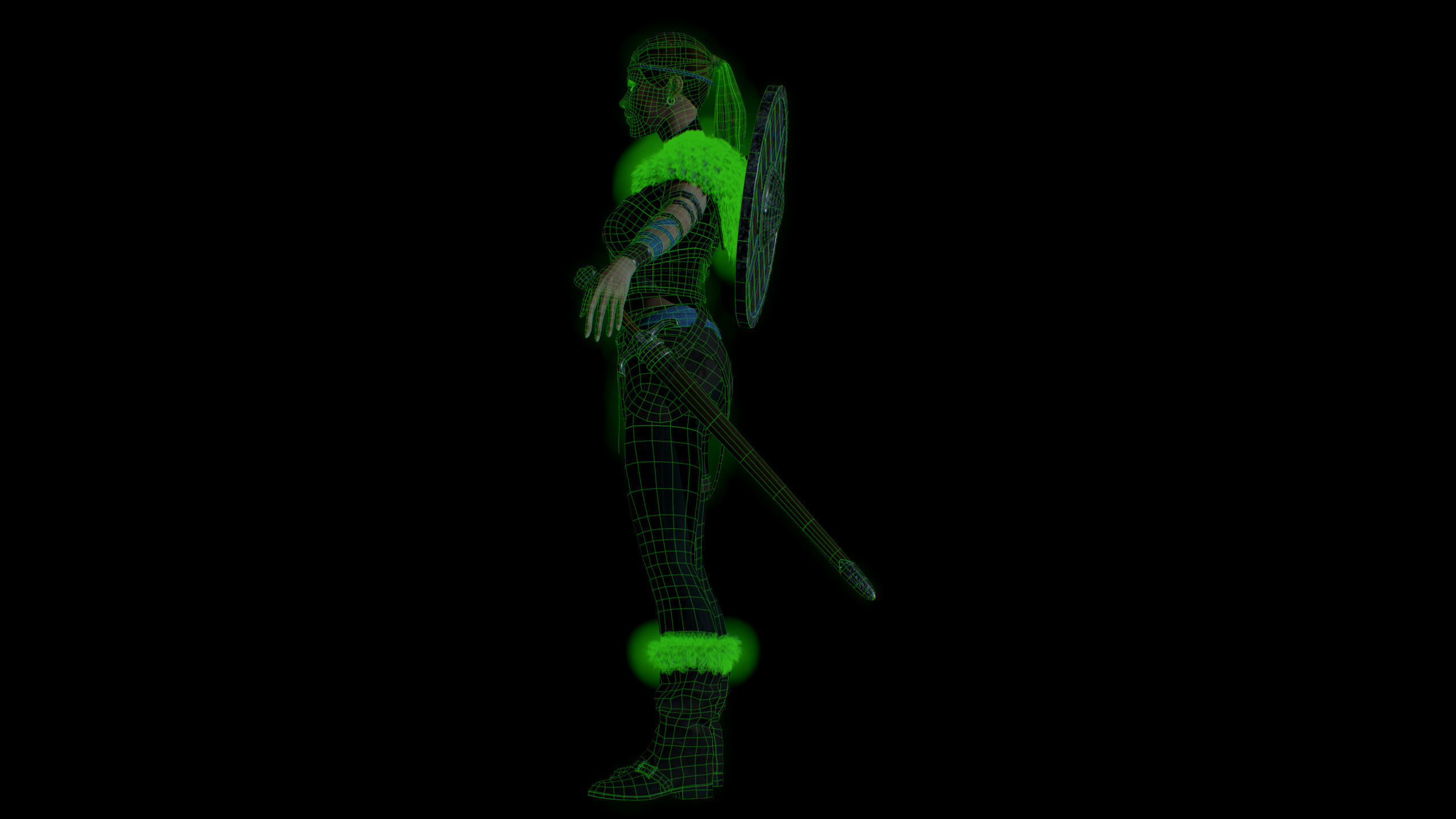 Viking woman Low-poly 3D model_6