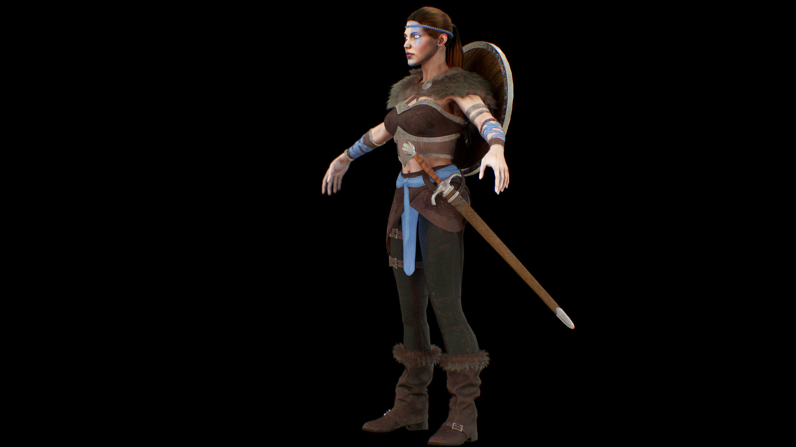 Viking woman Low-poly 3D model_30