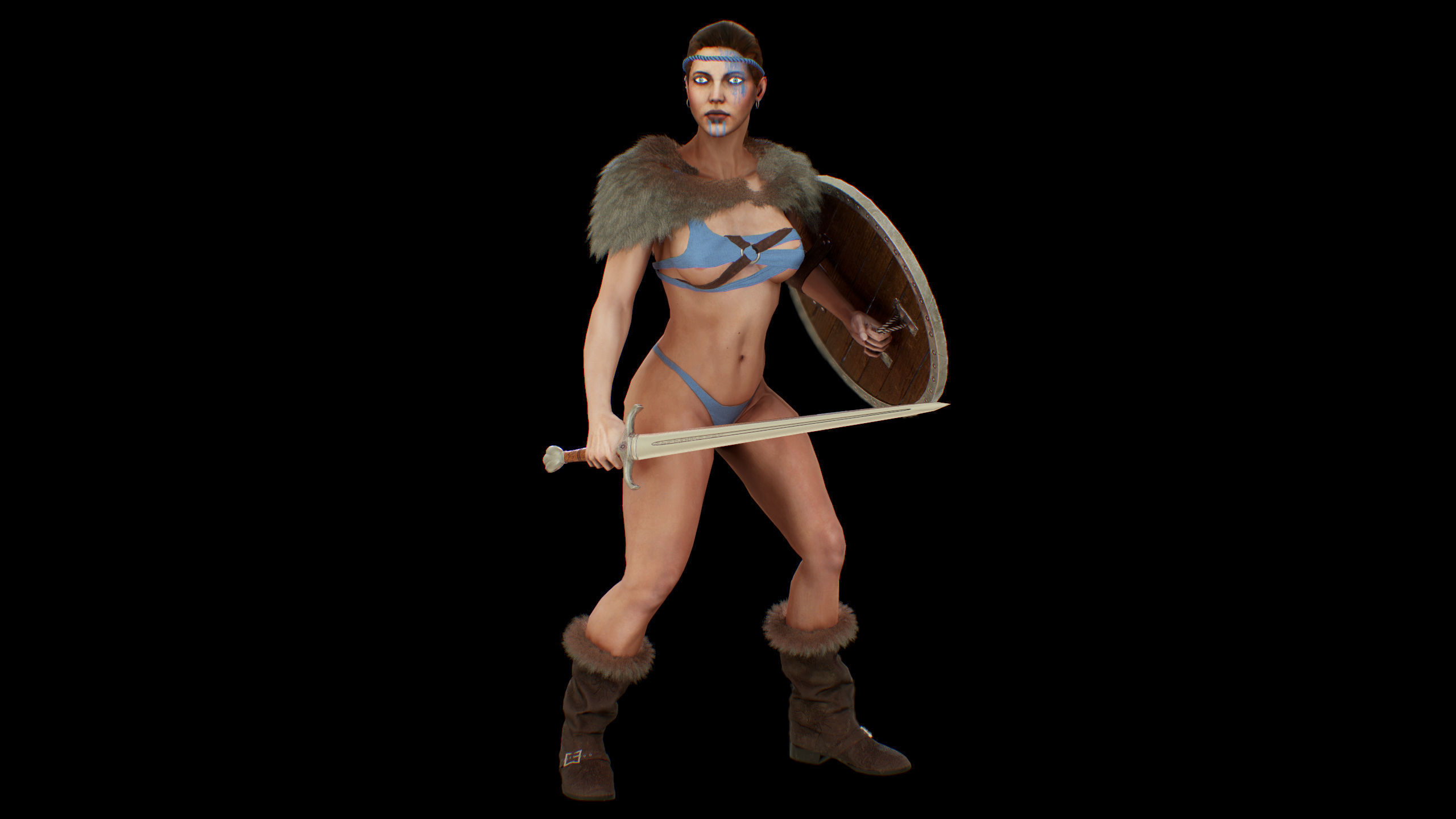 Viking woman Low-poly 3D model_22