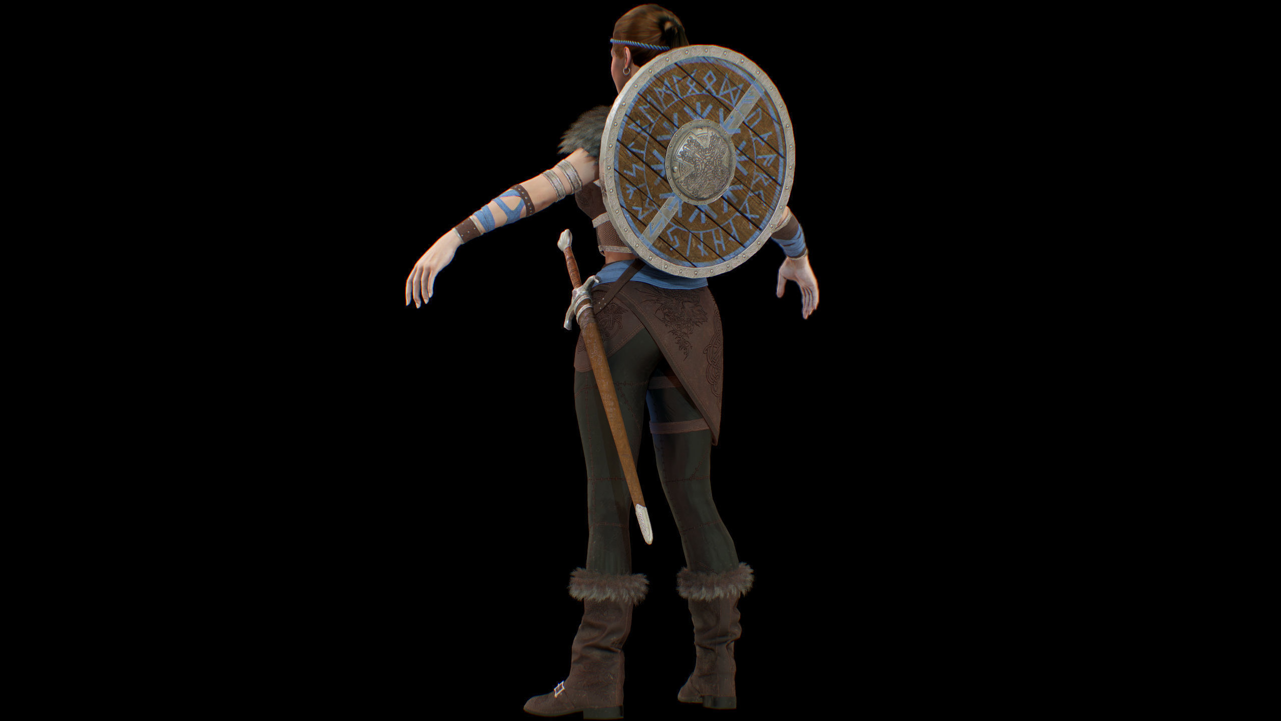 Viking woman Low-poly 3D model_31