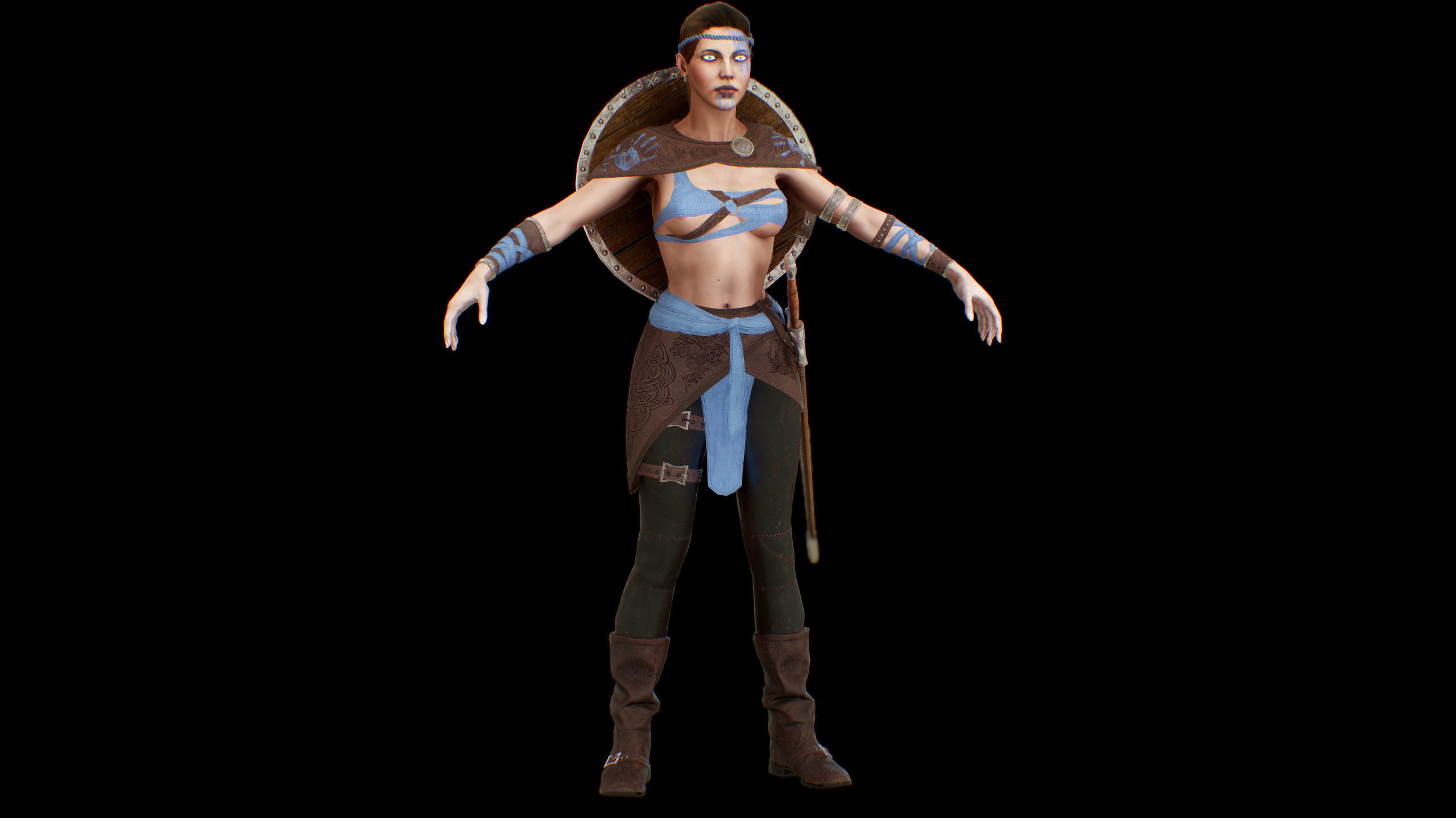 Viking woman Low-poly 3D model_47