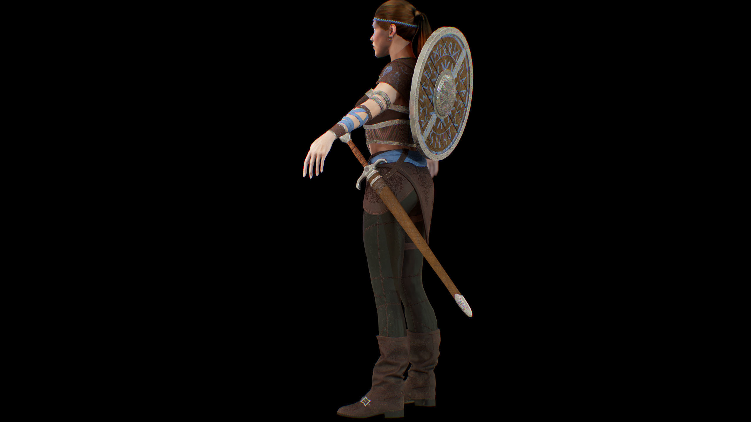 Viking woman Low-poly 3D model_44