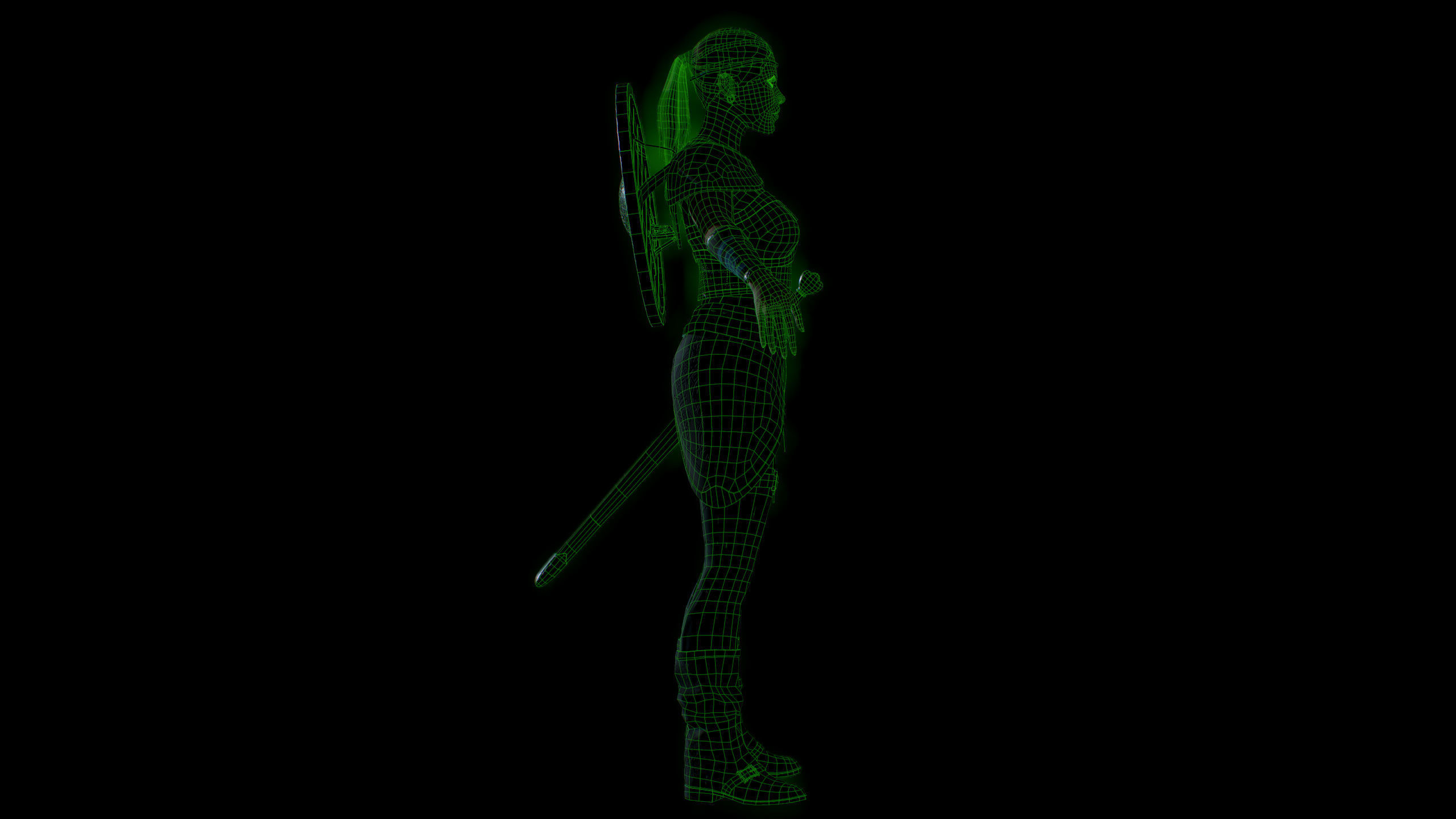 Viking woman Low-poly 3D model_12
