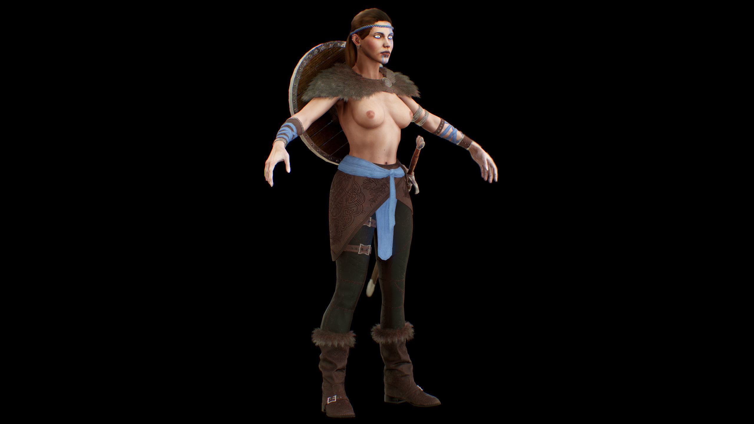 Viking woman Low-poly 3D model_37