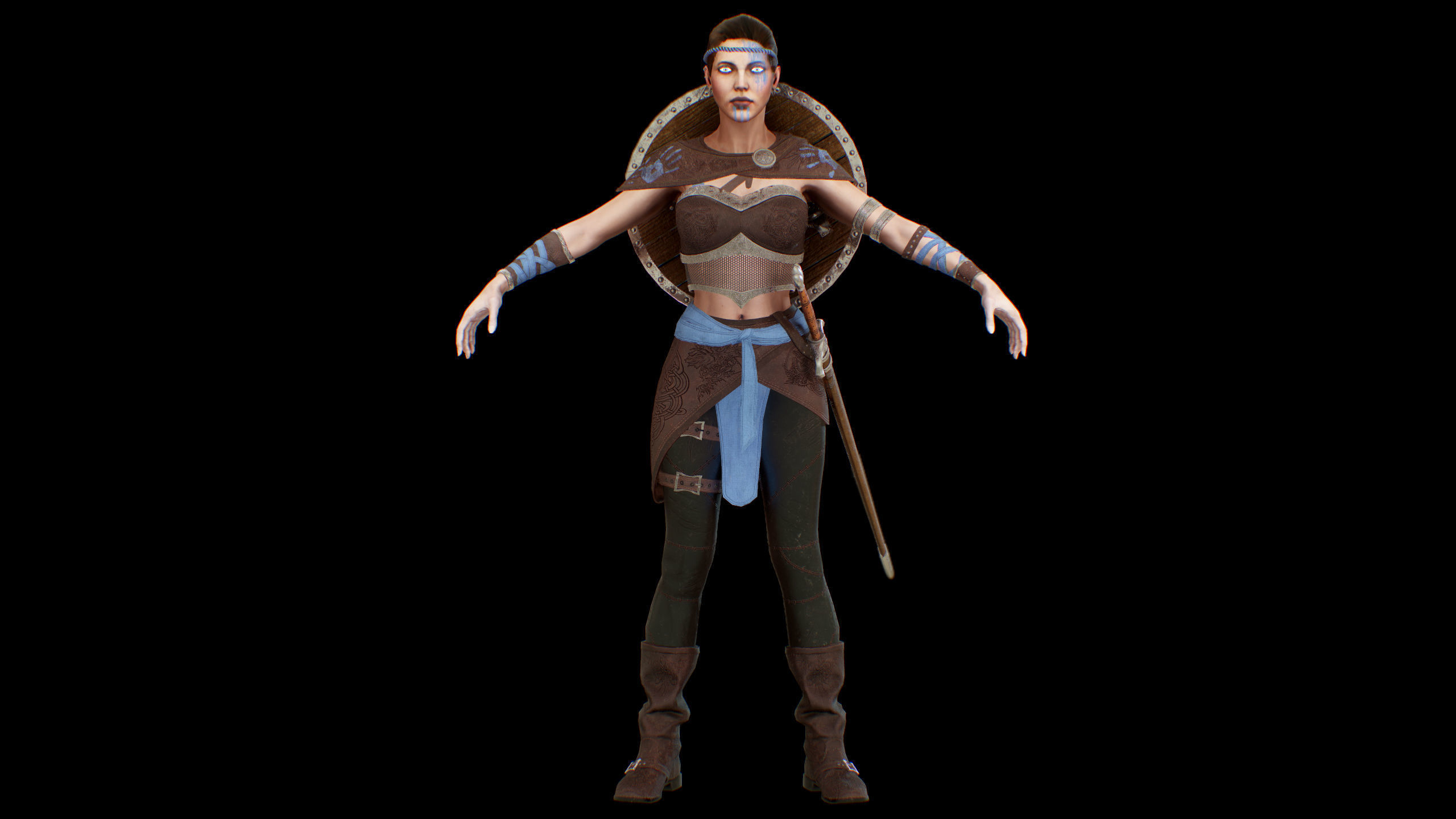 Viking woman Low-poly 3D model_42