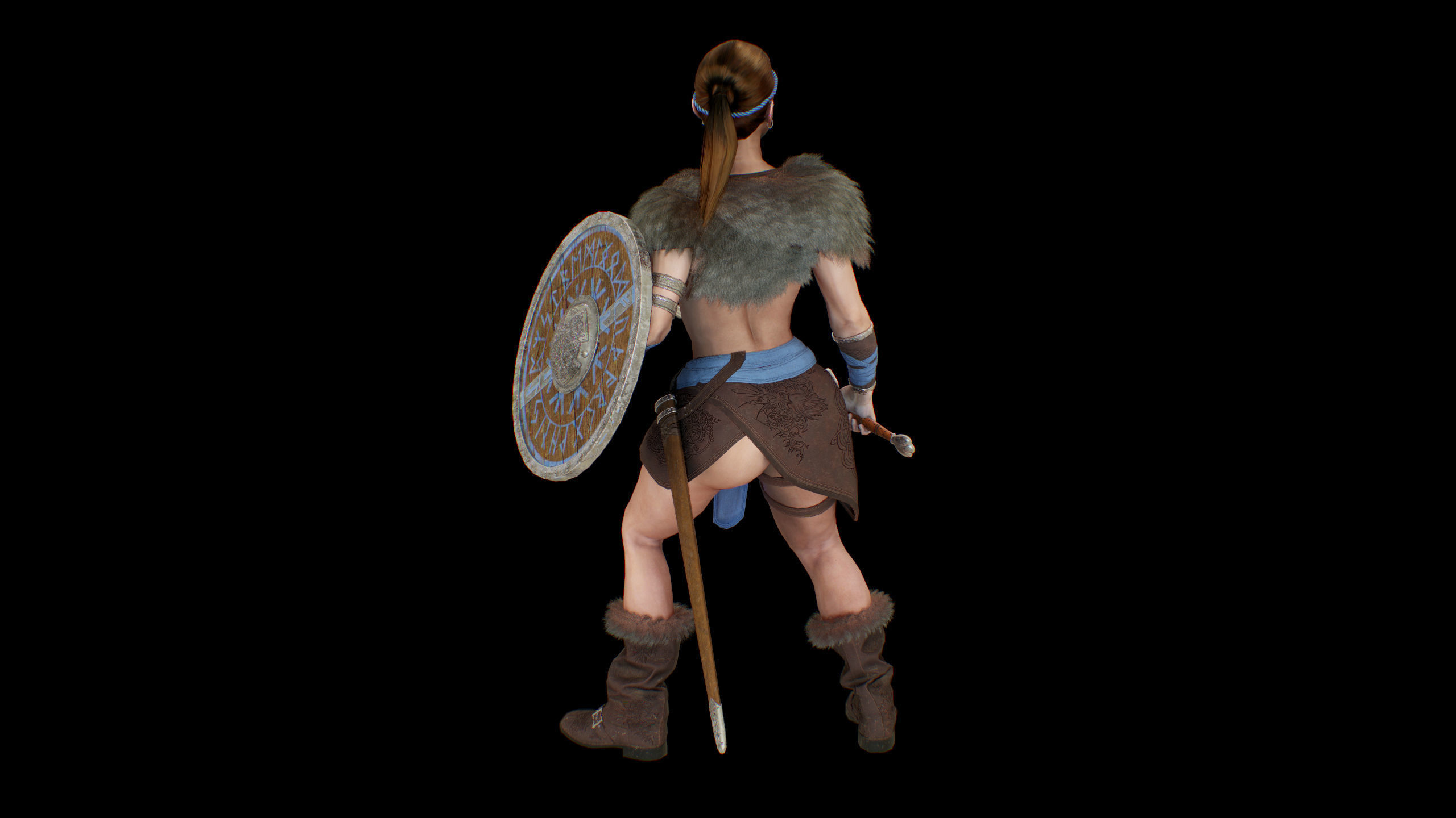 Viking woman Low-poly 3D model_14