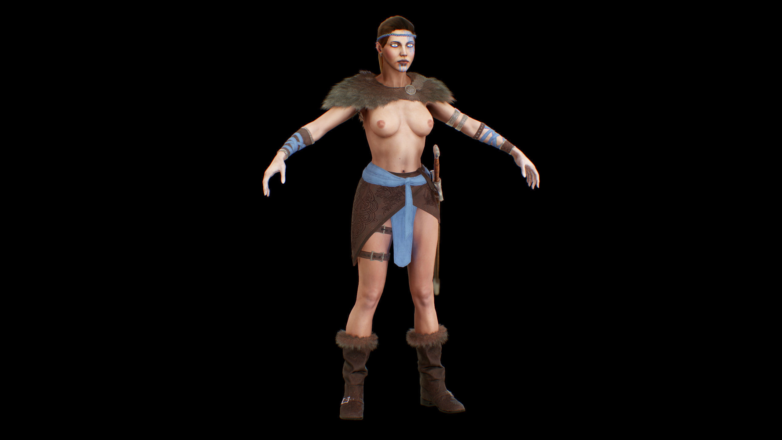 Viking woman Low-poly 3D model_40